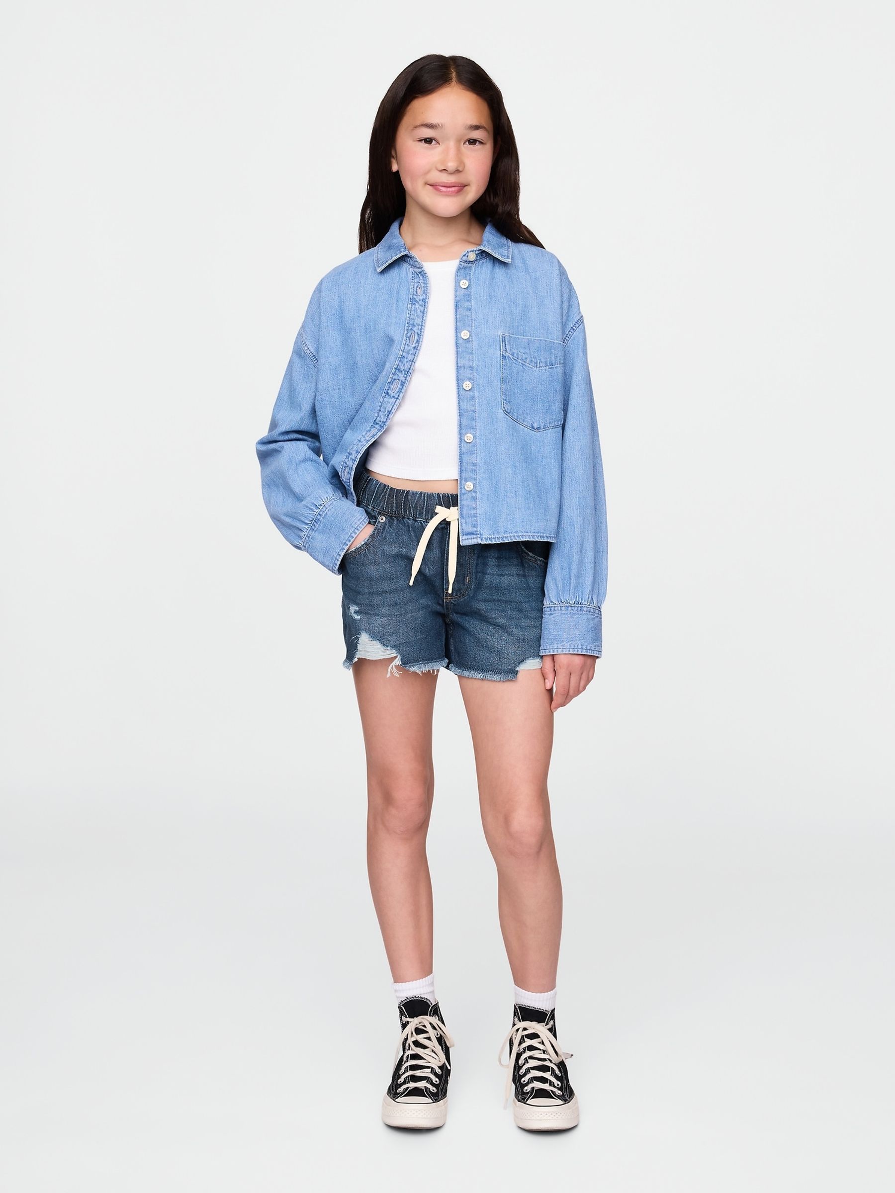 Blue UltraSoft Stride Easy Denim Shorts (4-13yrs) - Image 3 of 5