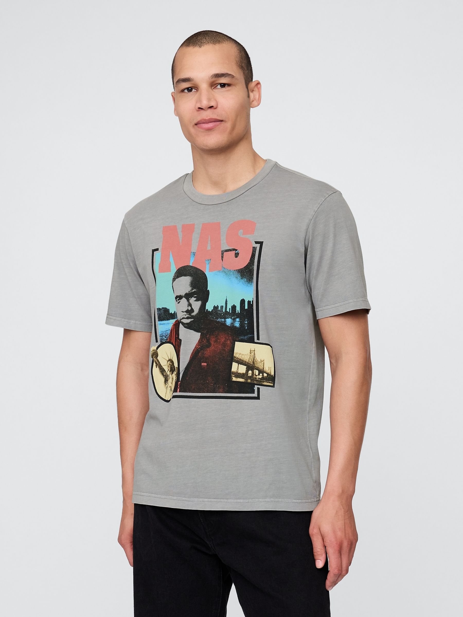 Grey Nas Relaxed Graphic T-Shirt - Image 1 of 5