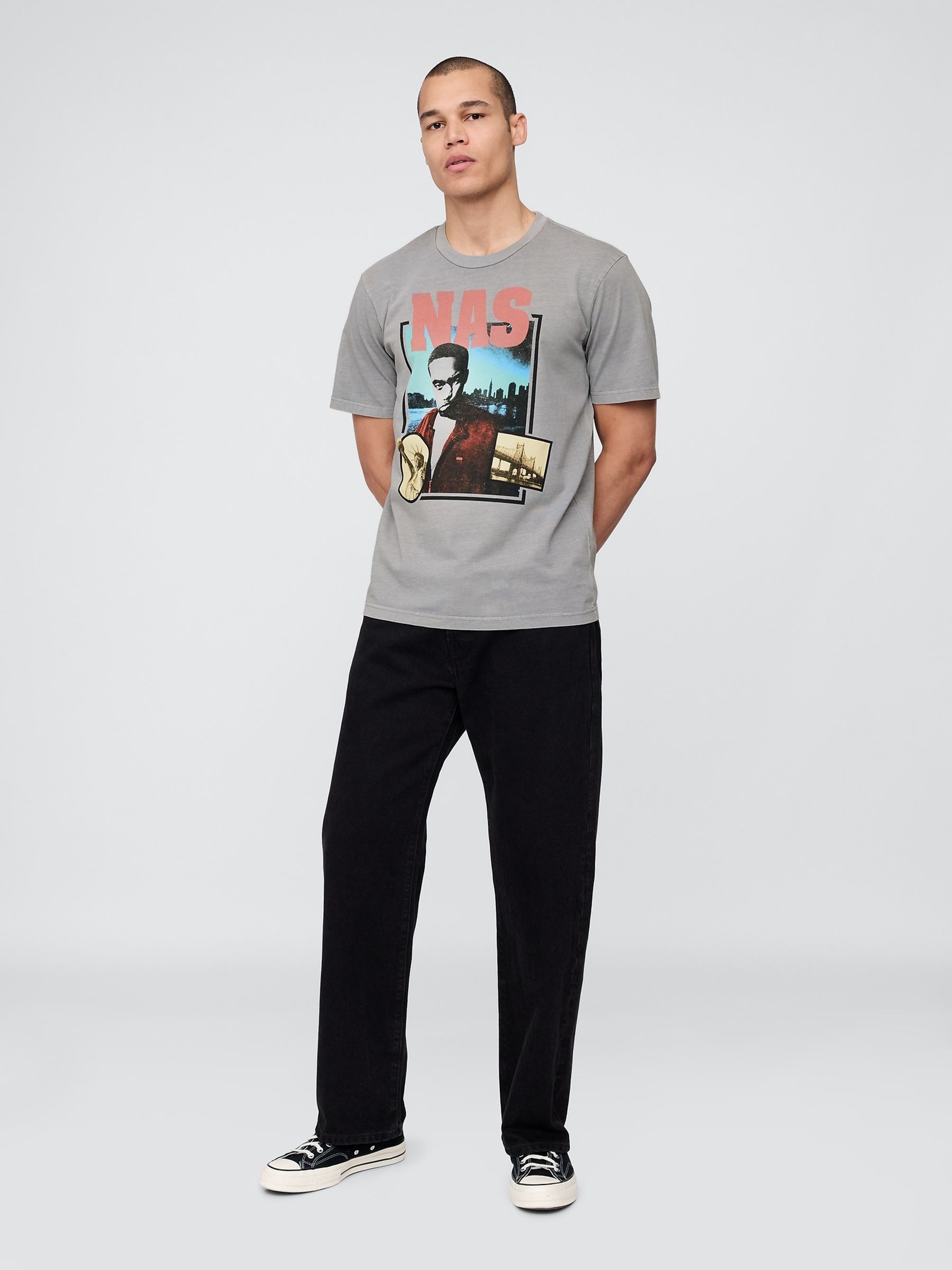 Grey Nas Relaxed Graphic T-Shirt - Image 3 of 5