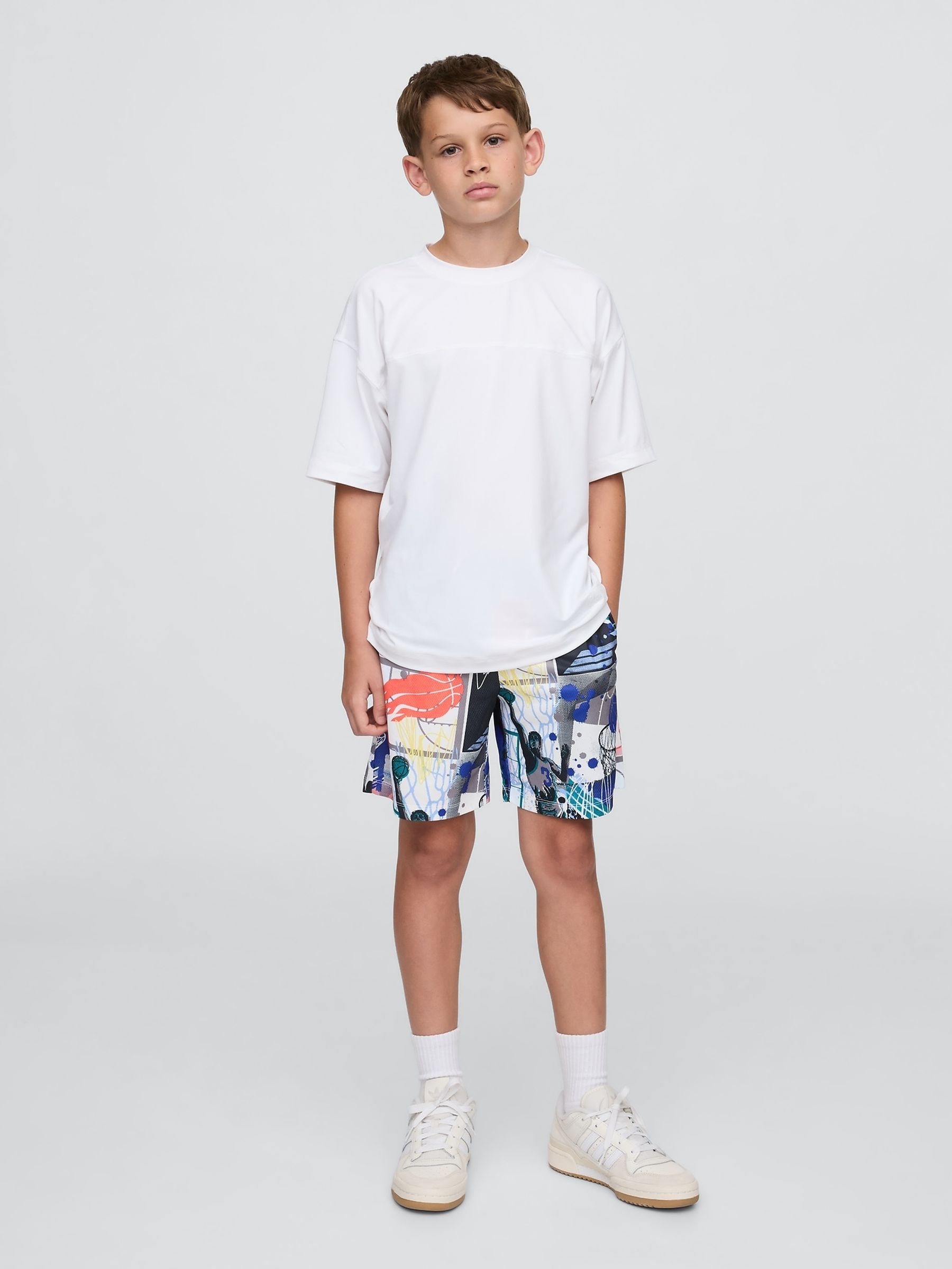 Grey Basketball Print 6" Recycled Mesh Easy Shorts (4-13yrs) - Image 2 of 5