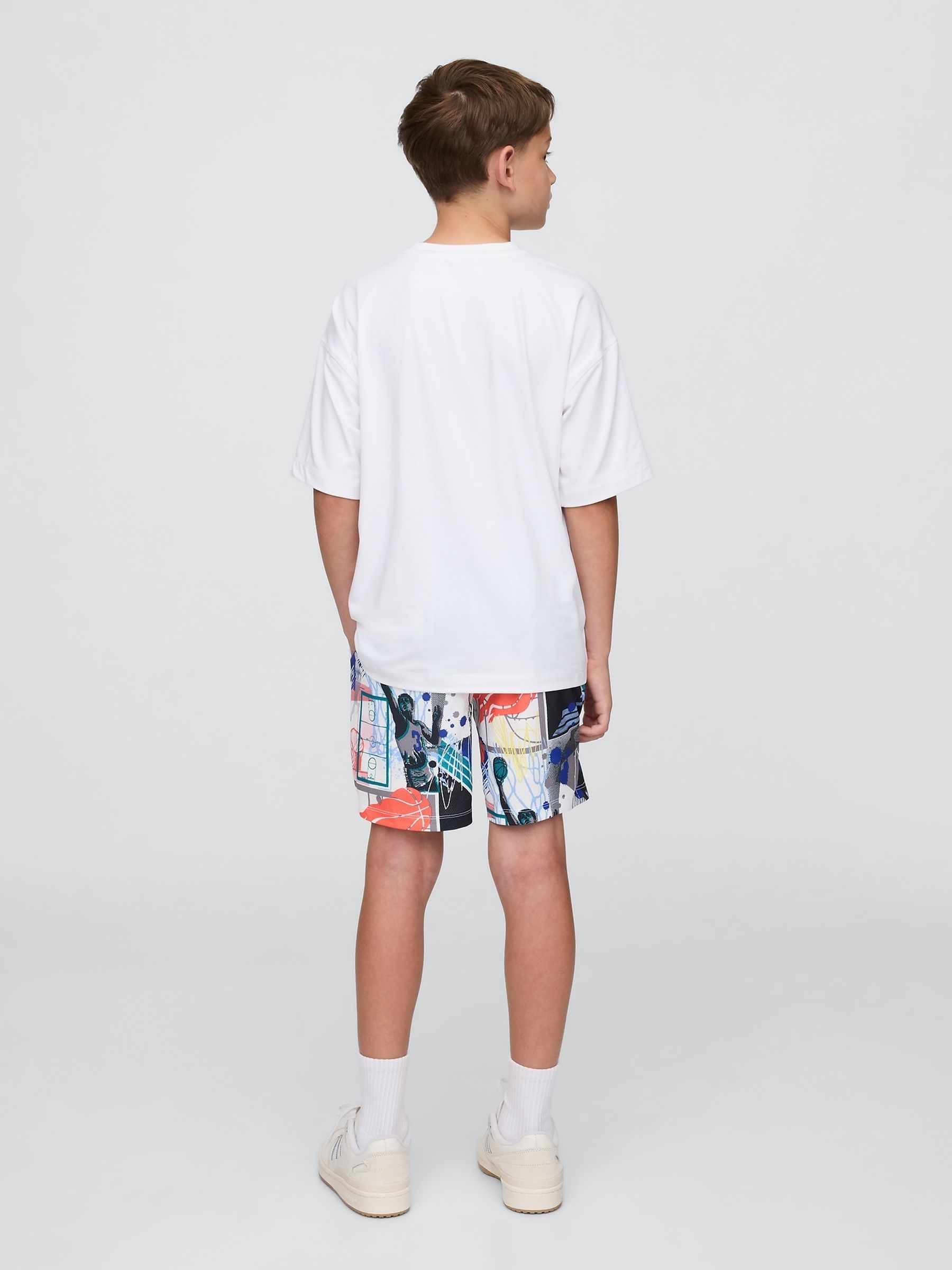 Grey Basketball Print 6" Recycled Mesh Easy Shorts (4-13yrs) - Image 3 of 5
