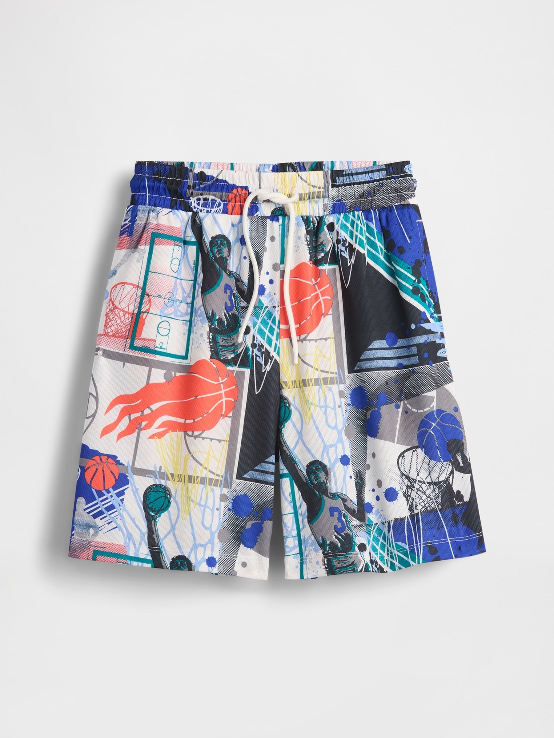 Grey Basketball Print 6" Recycled Mesh Easy Shorts (4-13yrs) - Image 5 of 5