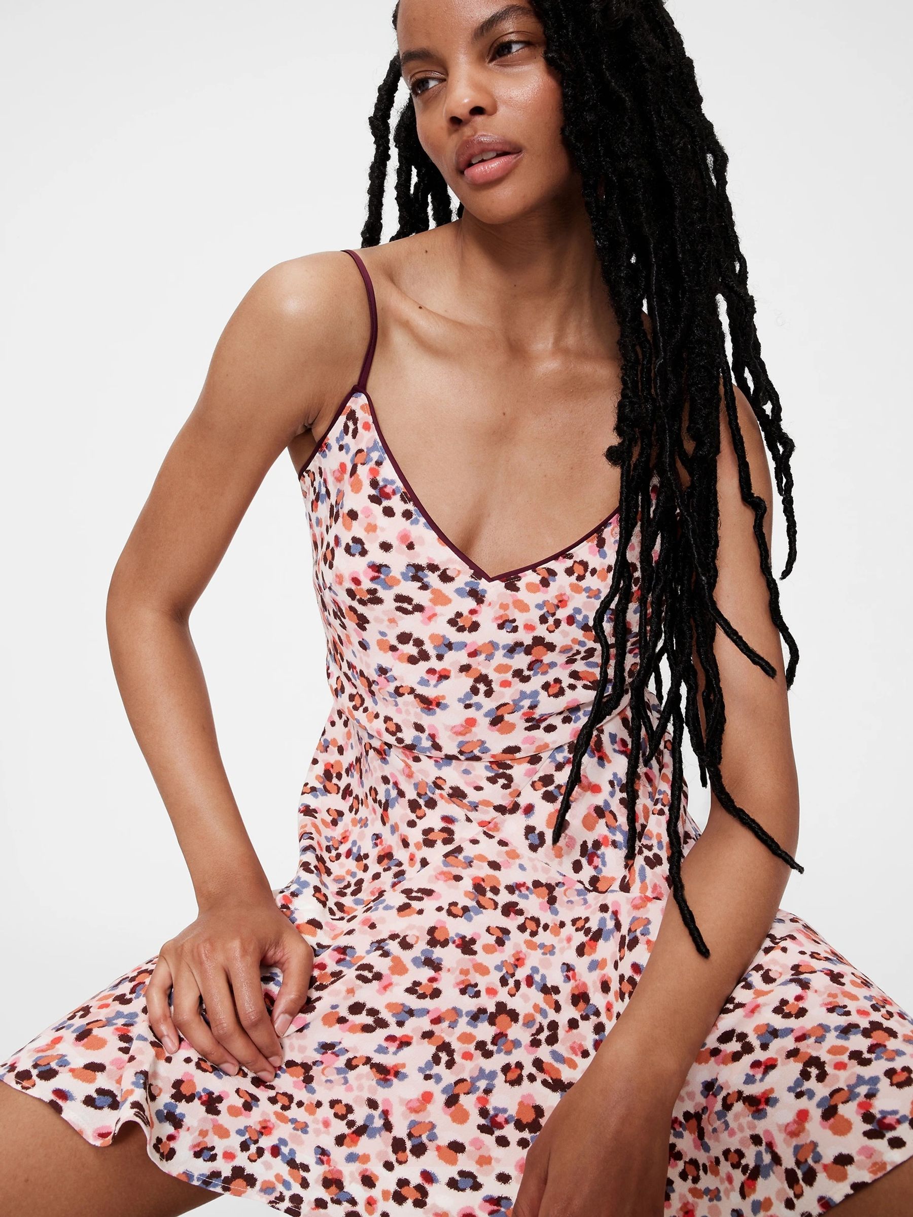 GapStudio Pink Print Print V-Neck Slip Mini Dress - Image 3 of 6