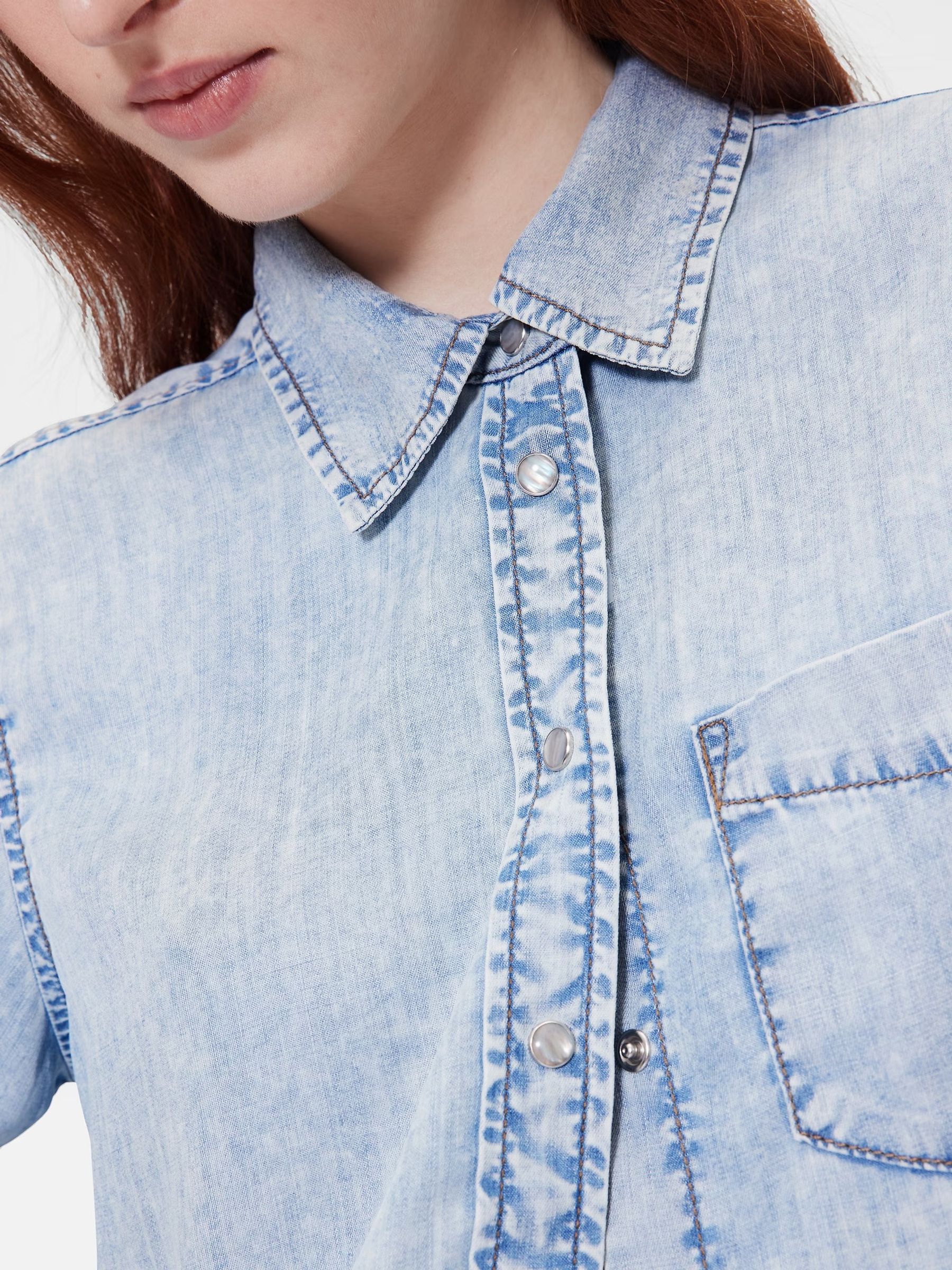GapStudio Blue Draped Denim Crop Shirt - Image 5 of 7