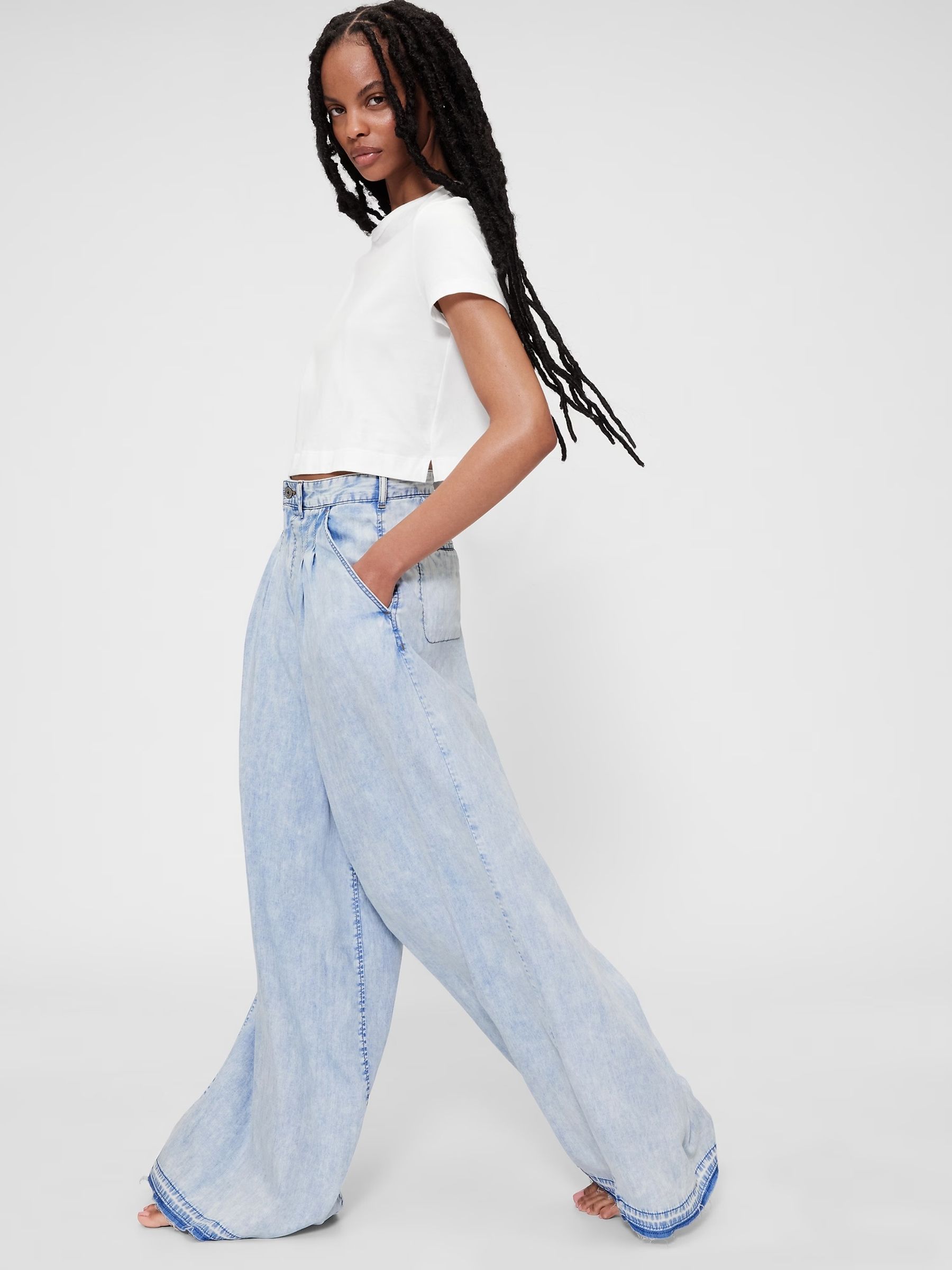 パンツ deres 16th collection silk denim pant GapStudio Blue High Rise Draped Denim Jeans | Gap