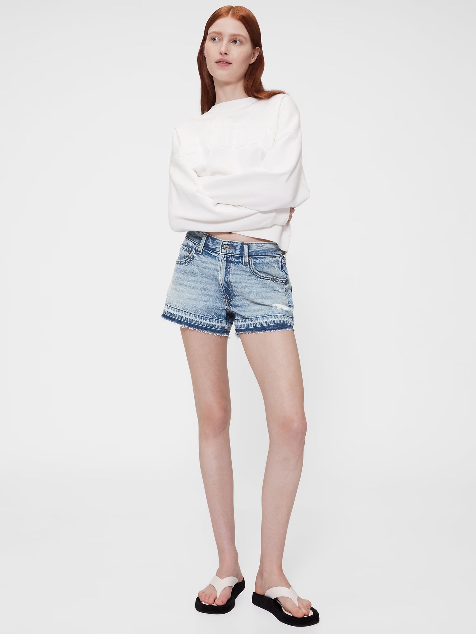 GapStudio Blue Low Rise Stride Denim Shorts - Image 2 of 8