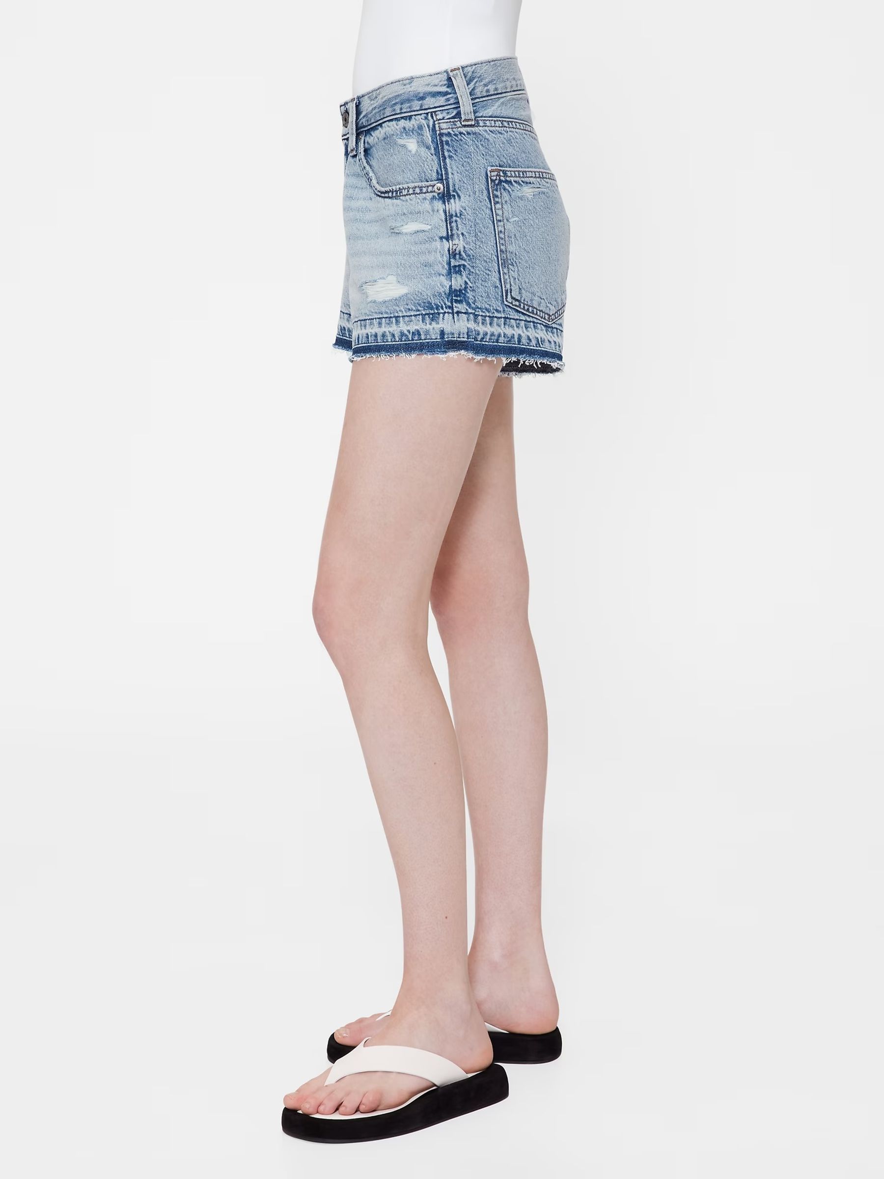 GapStudio Blue Low Rise Stride Denim Shorts - Image 4 of 8