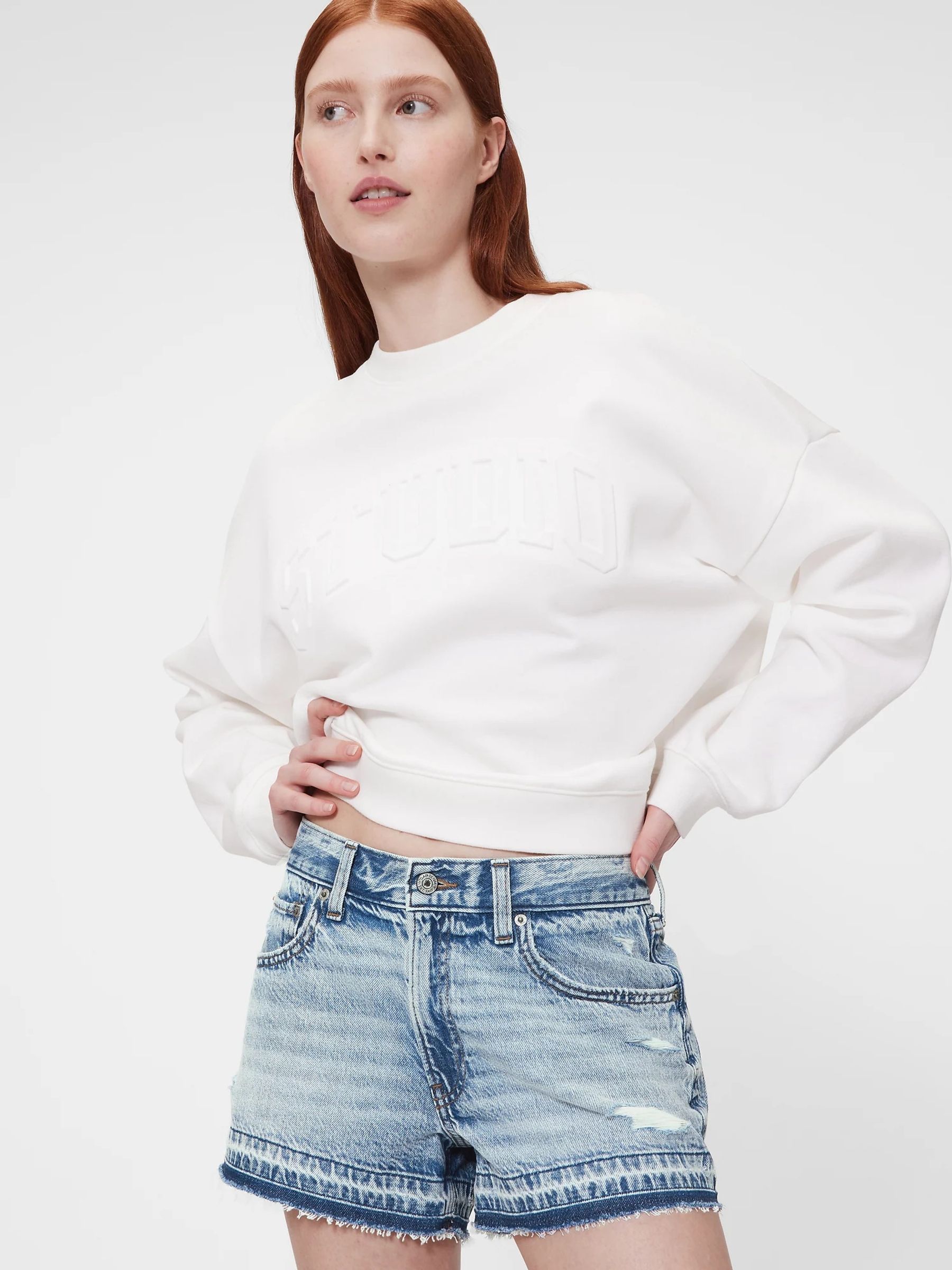 GapStudio Blue Low Rise Stride Denim Shorts - Image 6 of 8