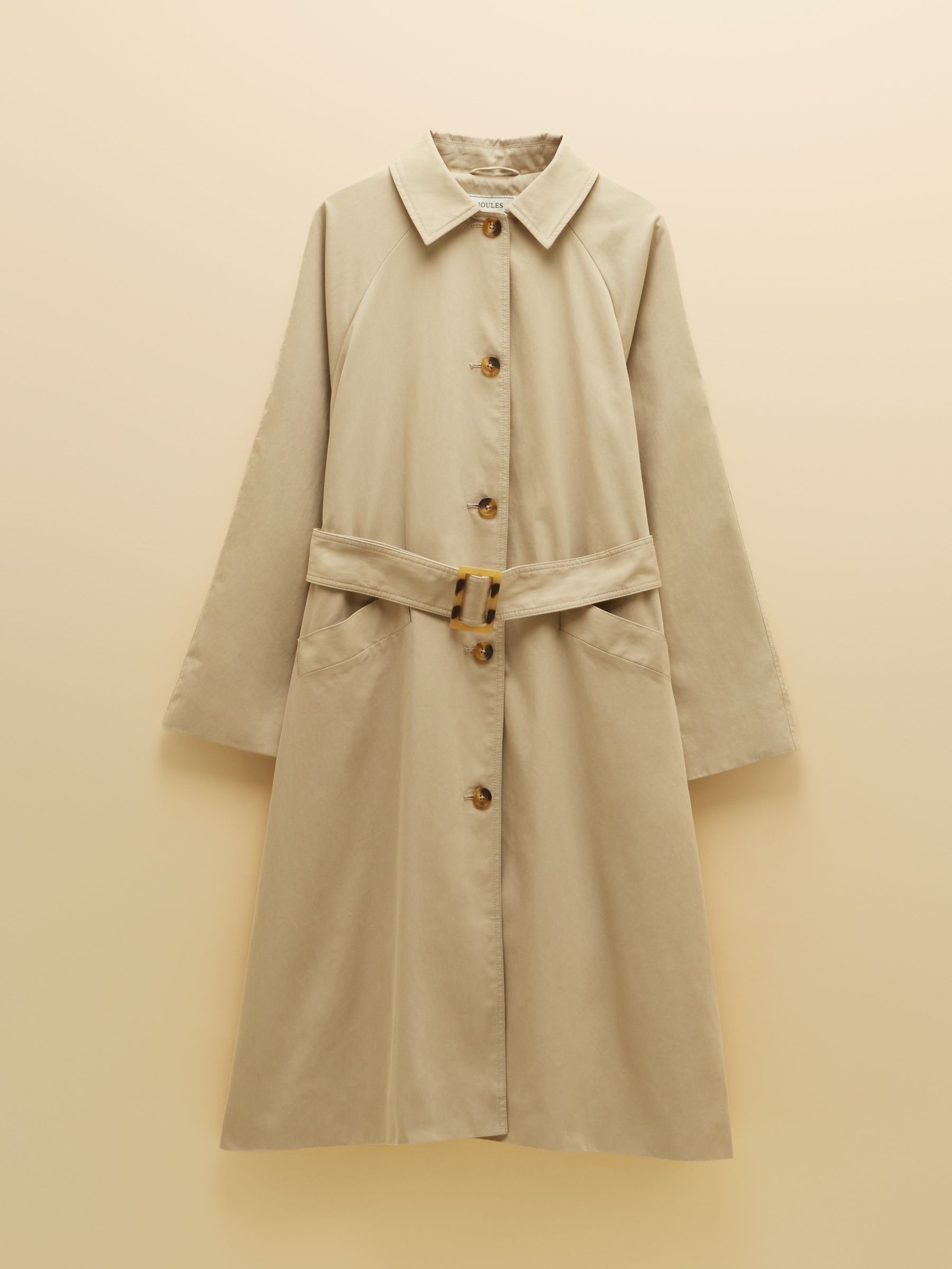 Showerproof Beige Single Breasted Trench Coat With Belt - Image 1 of 5