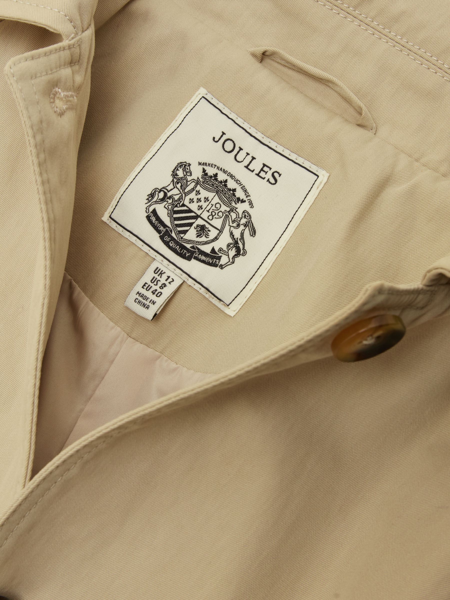 Beige Showerproof Single Breasted Trench Coat With Belt - Image 14 of 14
