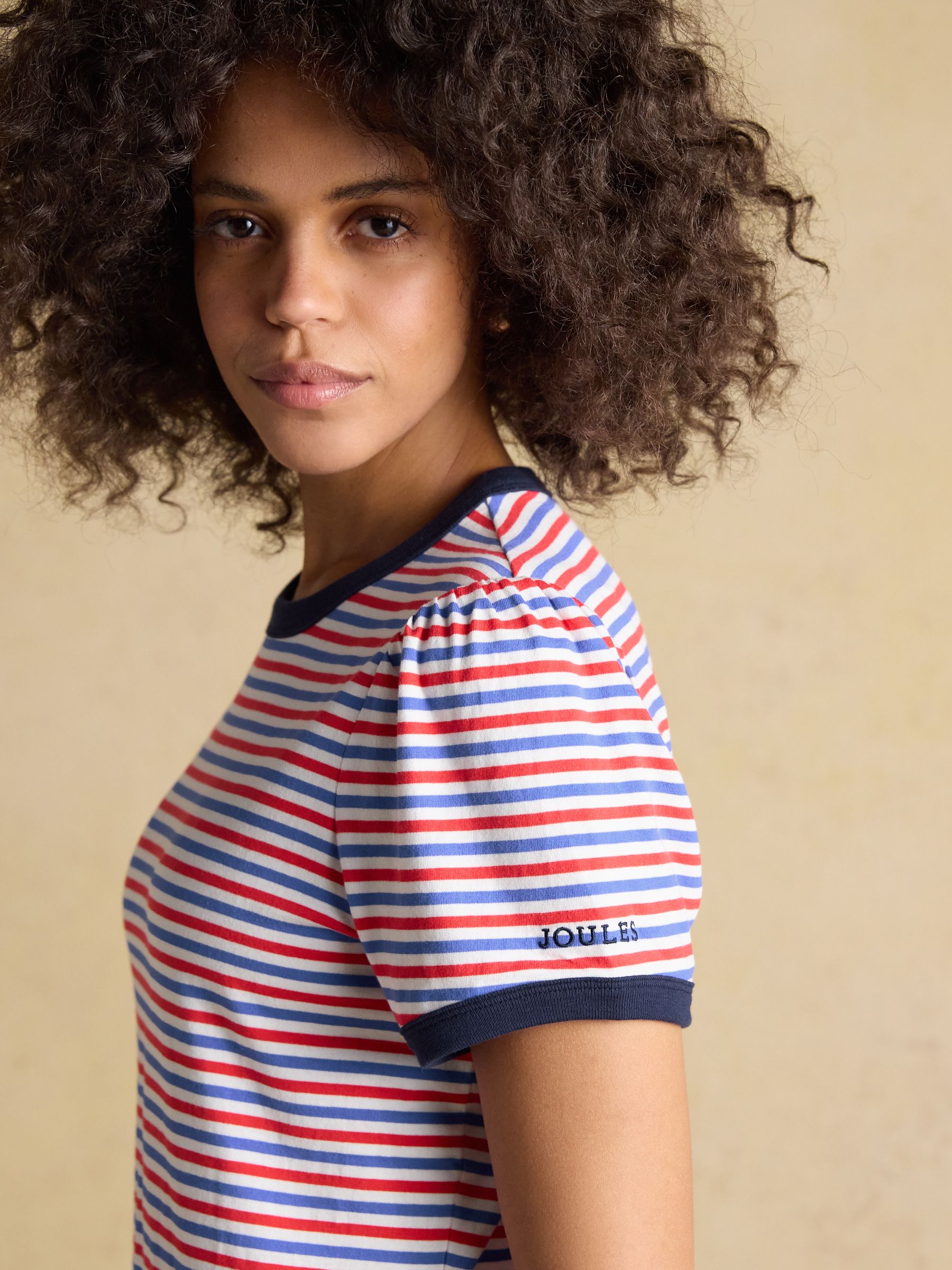 Erin Blue Red Stripe Short Sleeve Jersey T-Shirt - Image 3 of 7