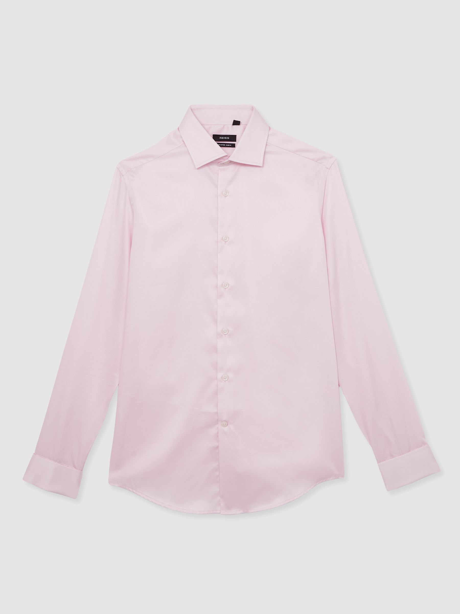 Slim Fit Cotton-Sateen Shirt in Pink - Image 2 of 8