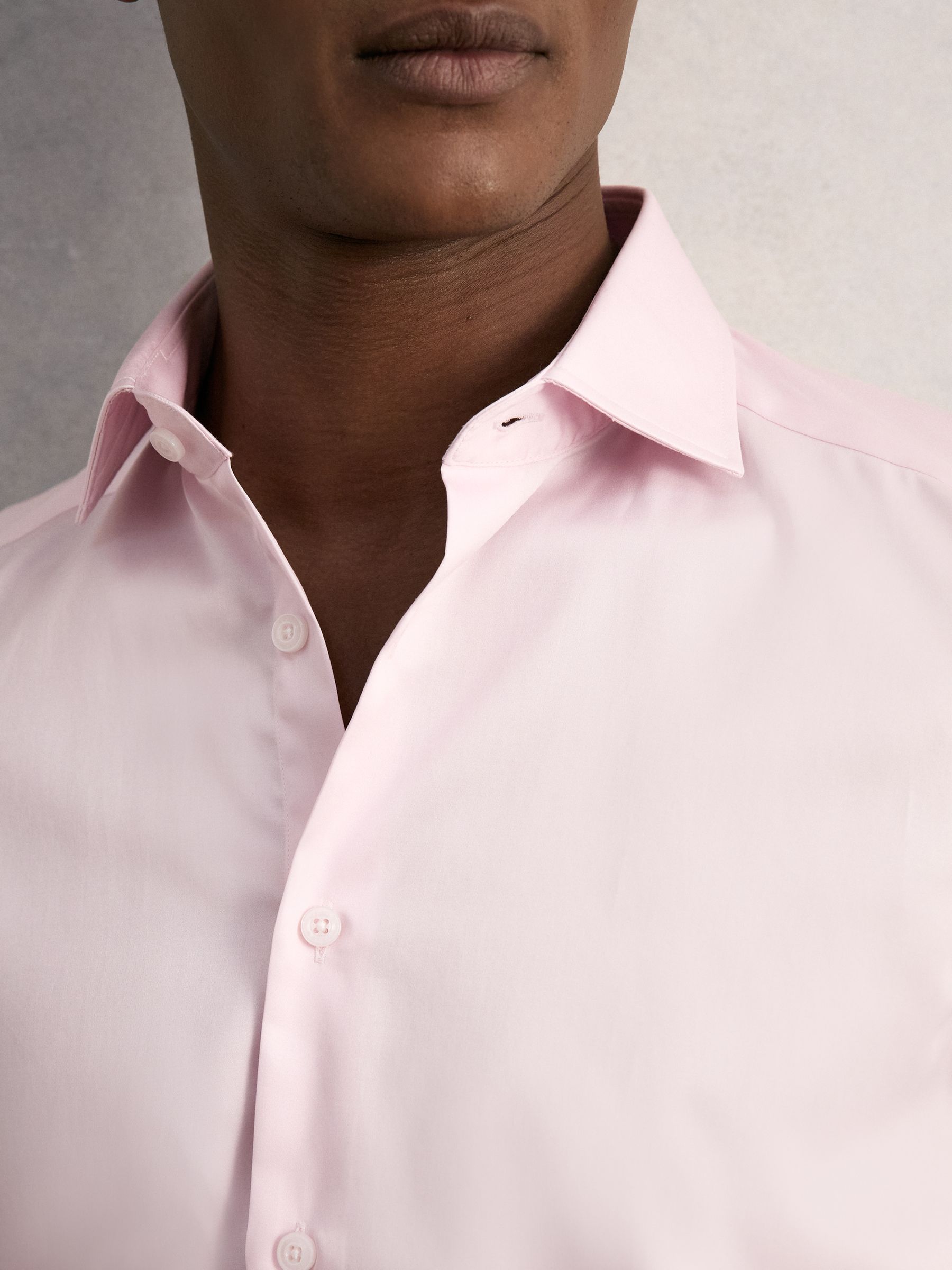 Slim Fit Cotton-Sateen Shirt in Pink - Image 3 of 8