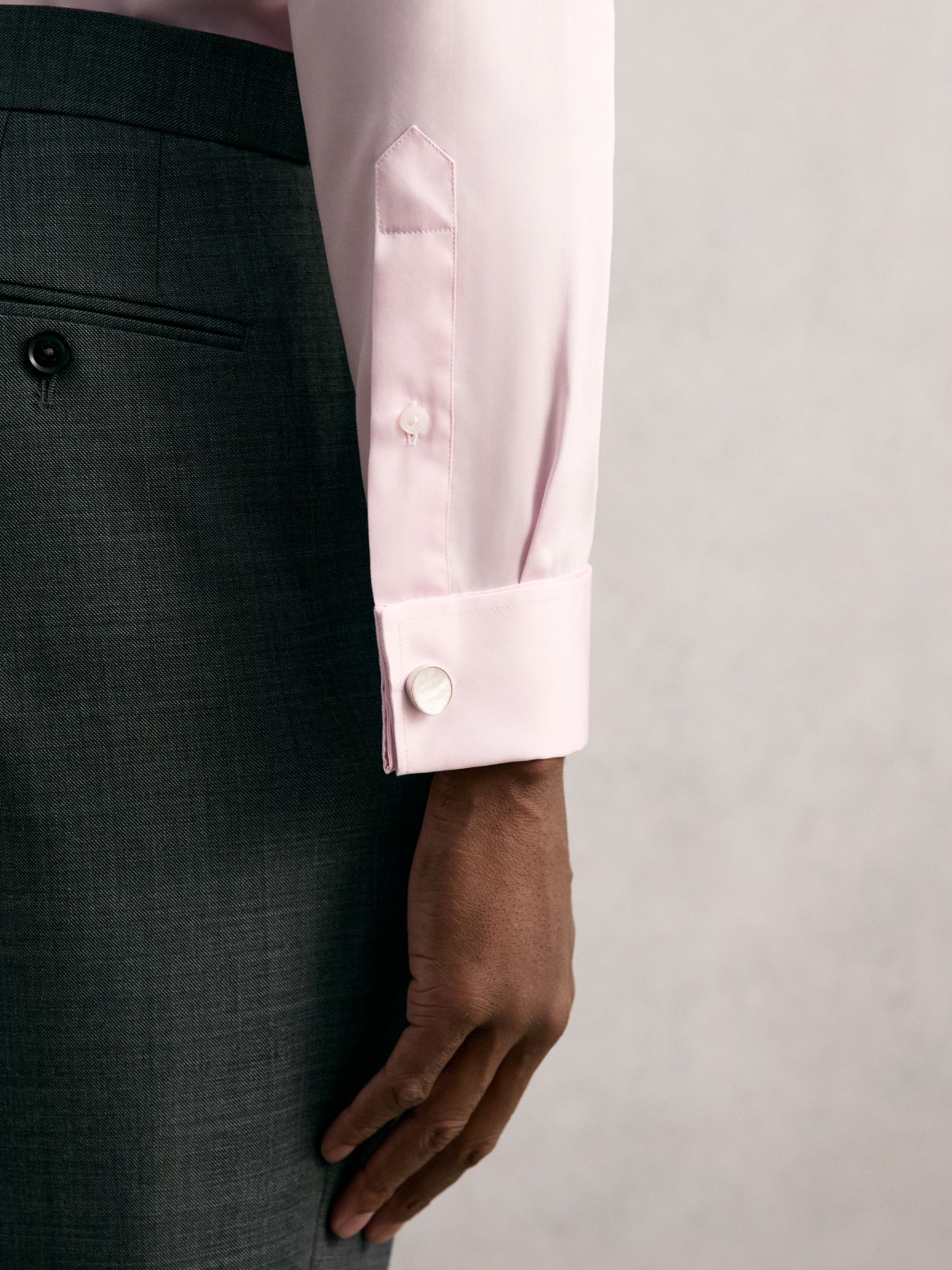 Slim Fit Cotton-Sateen Shirt in Pink - Image 5 of 8