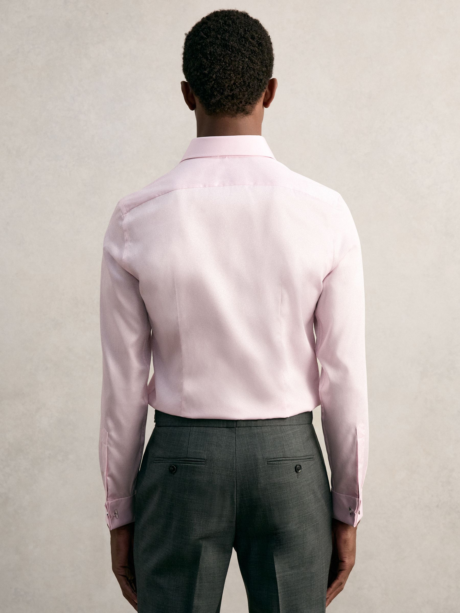 Slim Fit Cotton-Sateen Shirt in Pink - Image 6 of 8