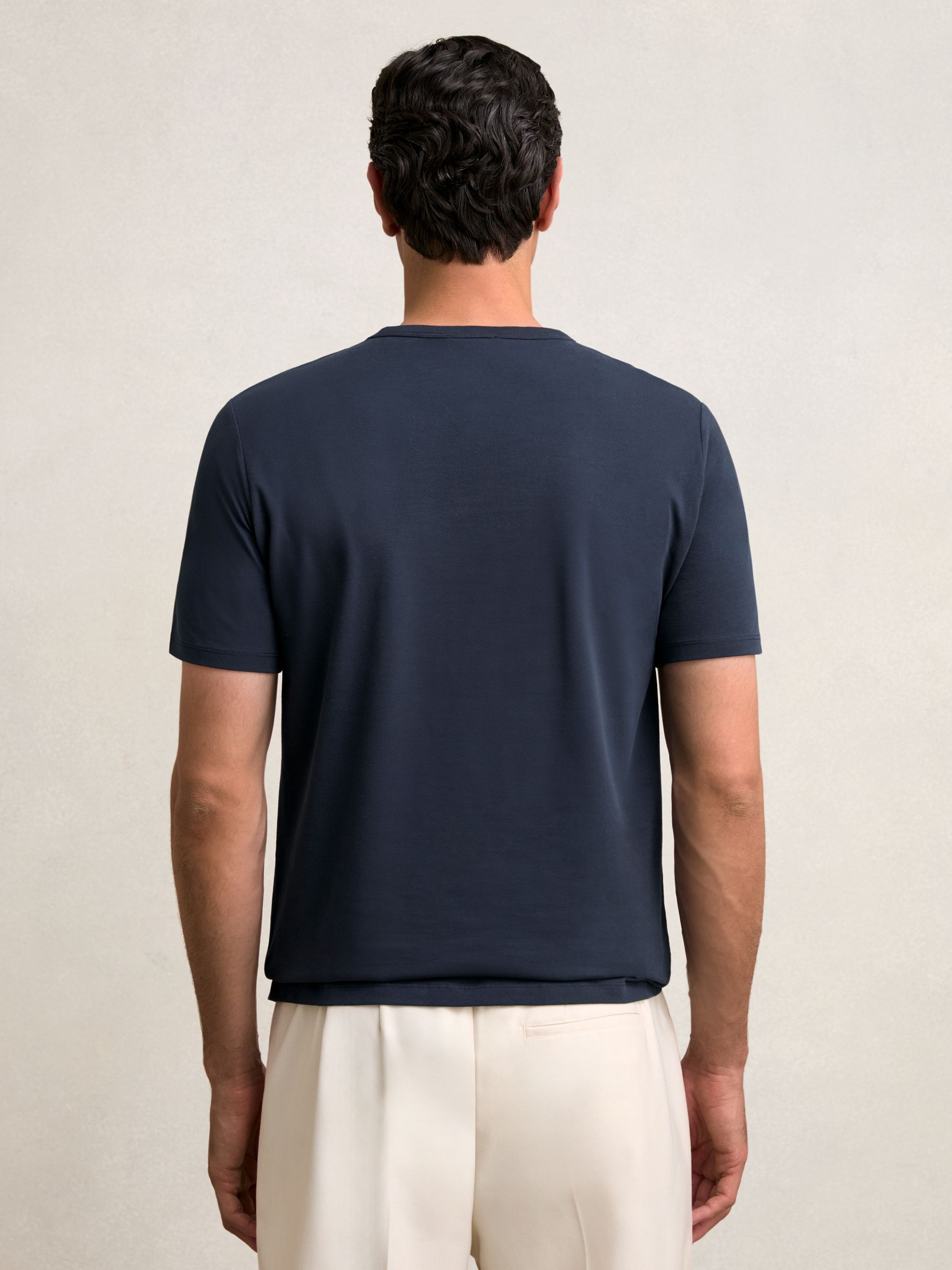 Stretch-Cotton Crew-Neck T-Shirt in Navy - Image 5 of 6