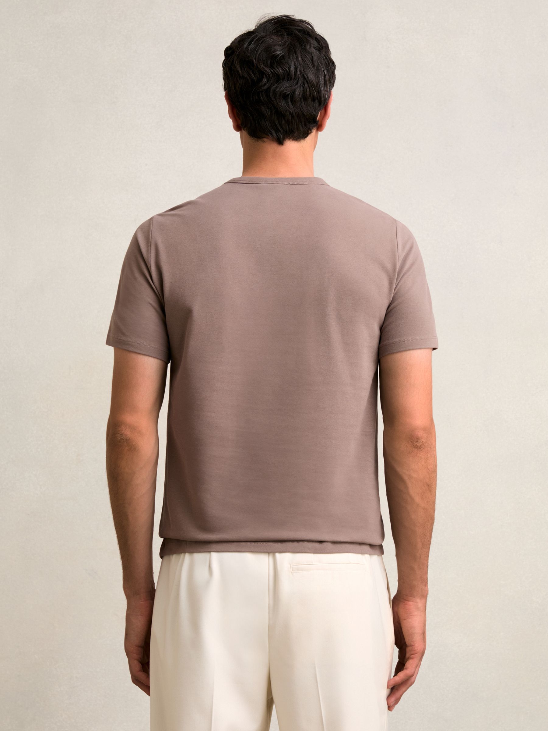 Stretch-Cotton Crew-Neck T-Shirt in Taupe Brown - Image 4 of 5