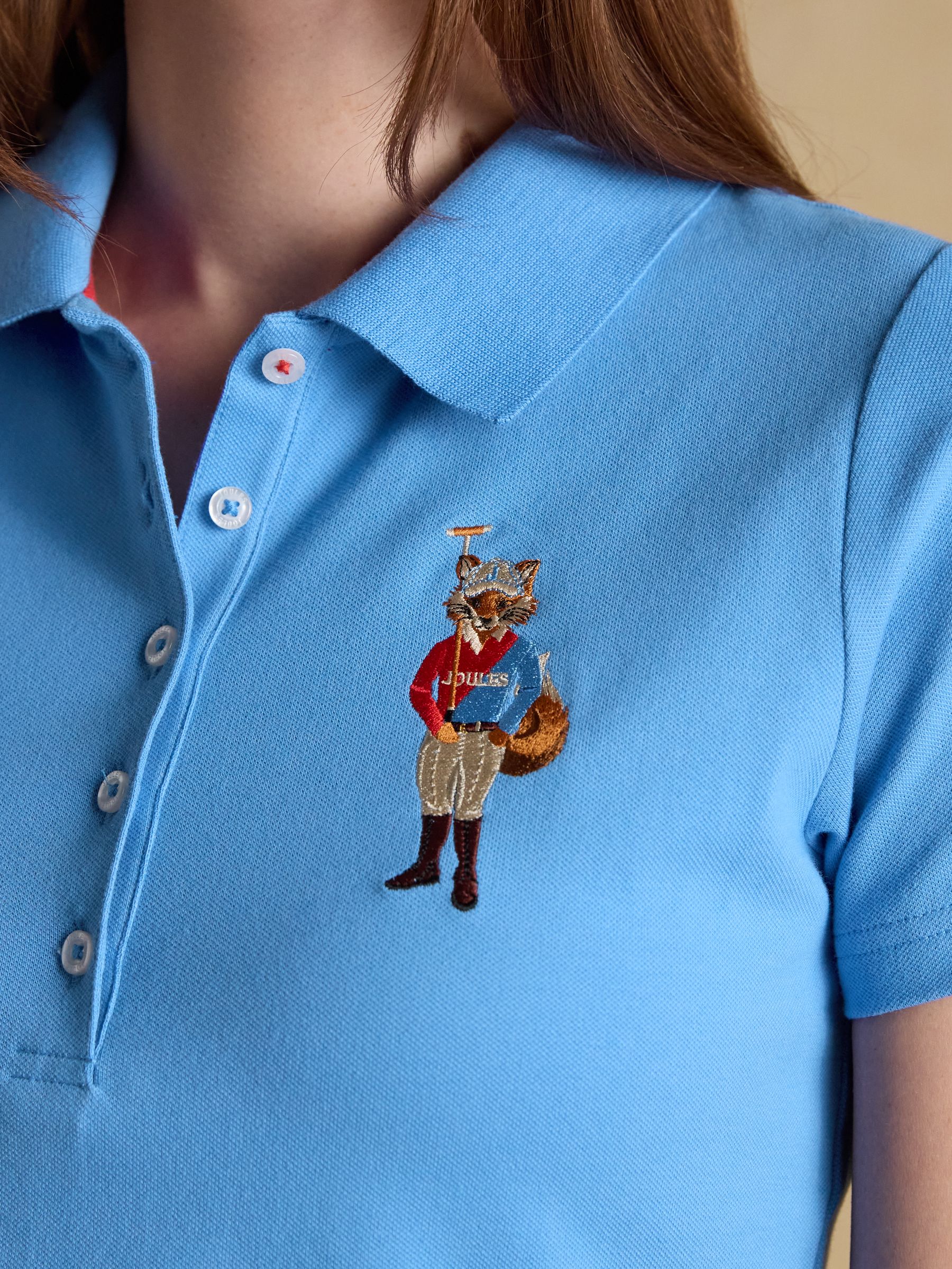 Jonty Fox Blue Slim Fit Cotton Pique Polo Shirt - Image 6 of 9