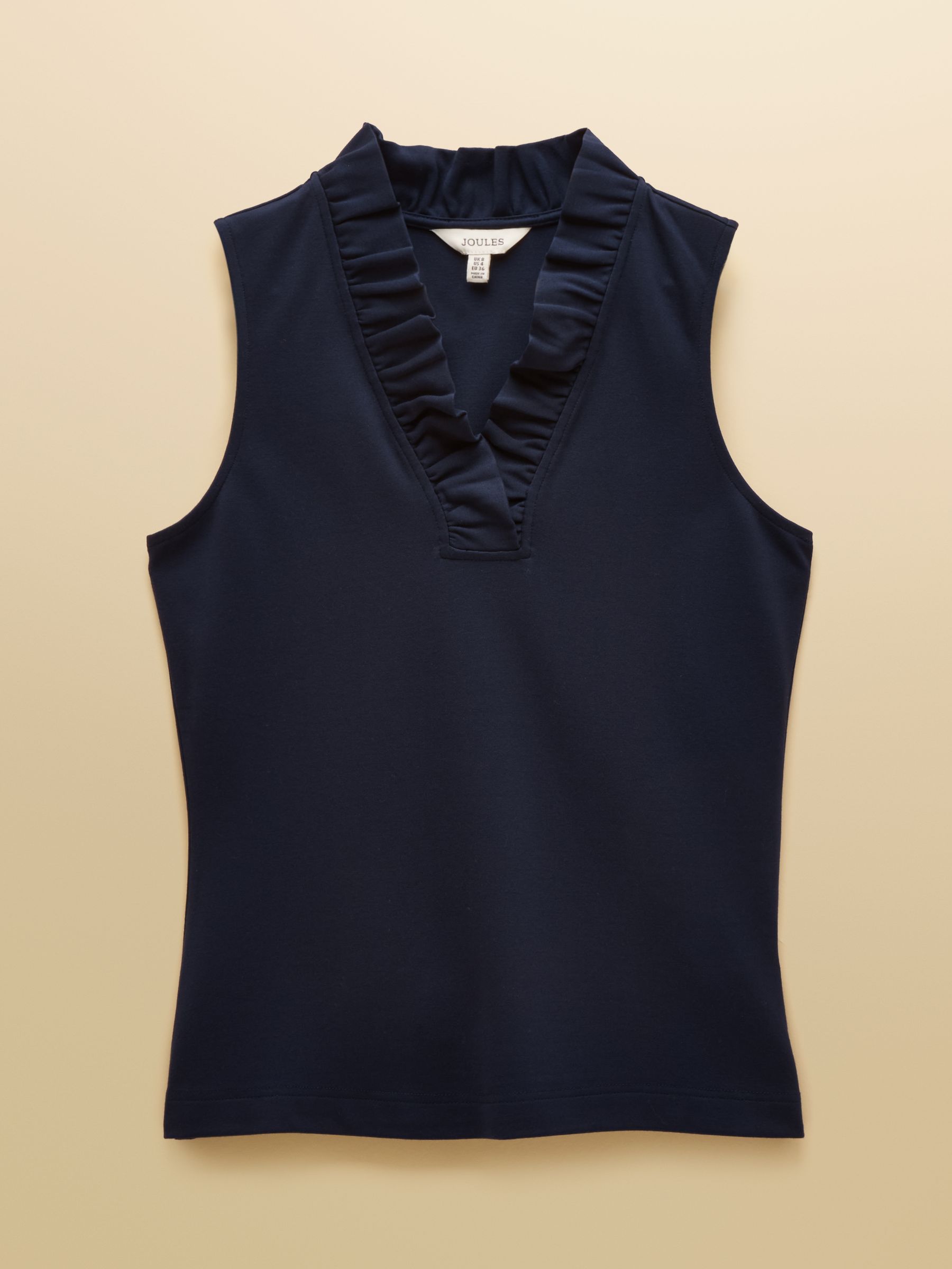 Heidi Navy Sleeveless Frill Neck Jersey Top - Image 6 of 6 Heidi Navy Sleeveless Frill Neck Jersey Top - Image 6 of 6