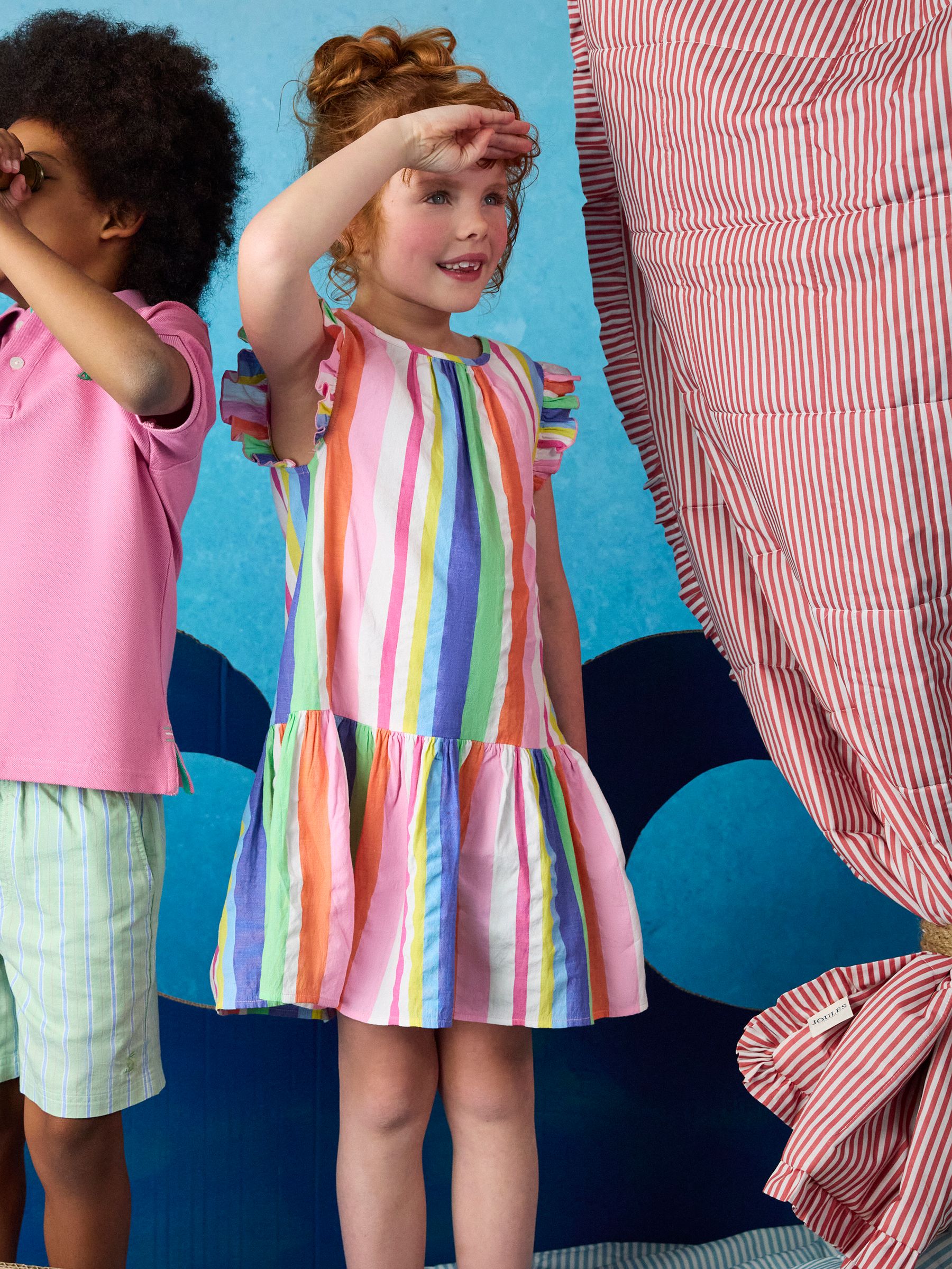 Girls' Laura Multi Stripe Woven Sleeveless Midi Tiered Dress - Image 2 of 6