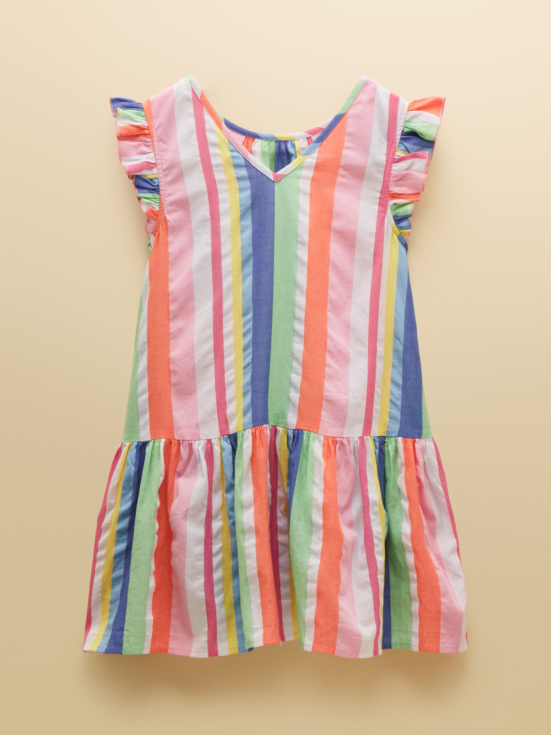 Girls' Laura Multi Stripe Woven Sleeveless Midi Tiered Dress - Image 4 of 6