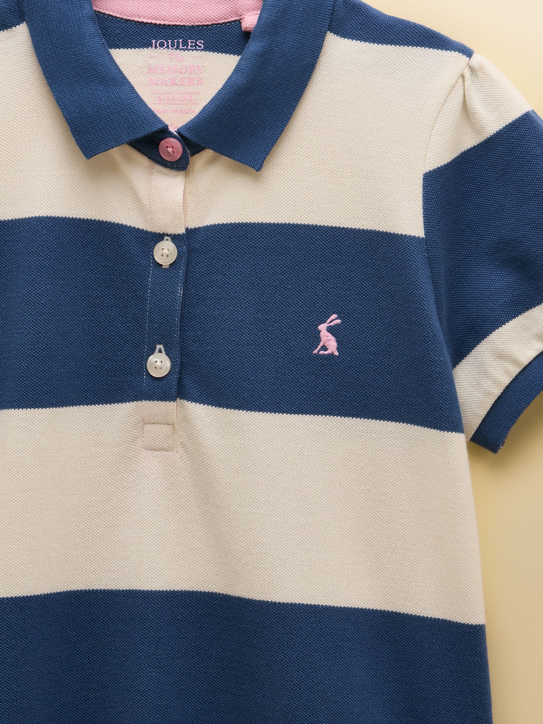 Girls' Orla Navy & White Striped Short Sleeve Polo Shirt Dress - Image 4 of 4