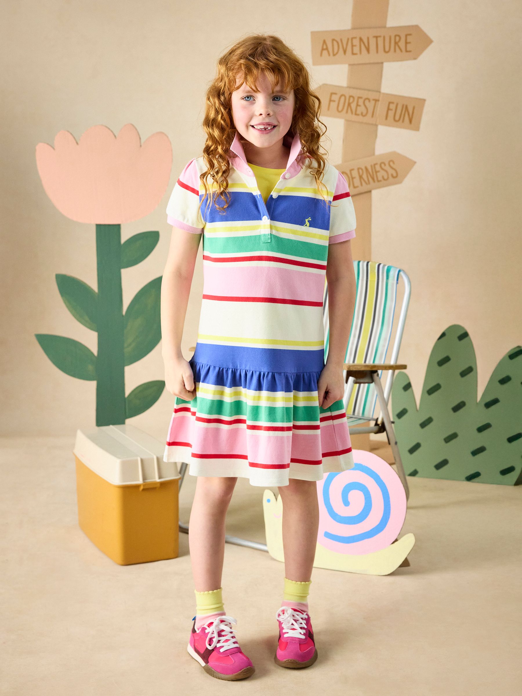 Girls' Multi Stripe Polo Shirt Dress - Image 1 of 7