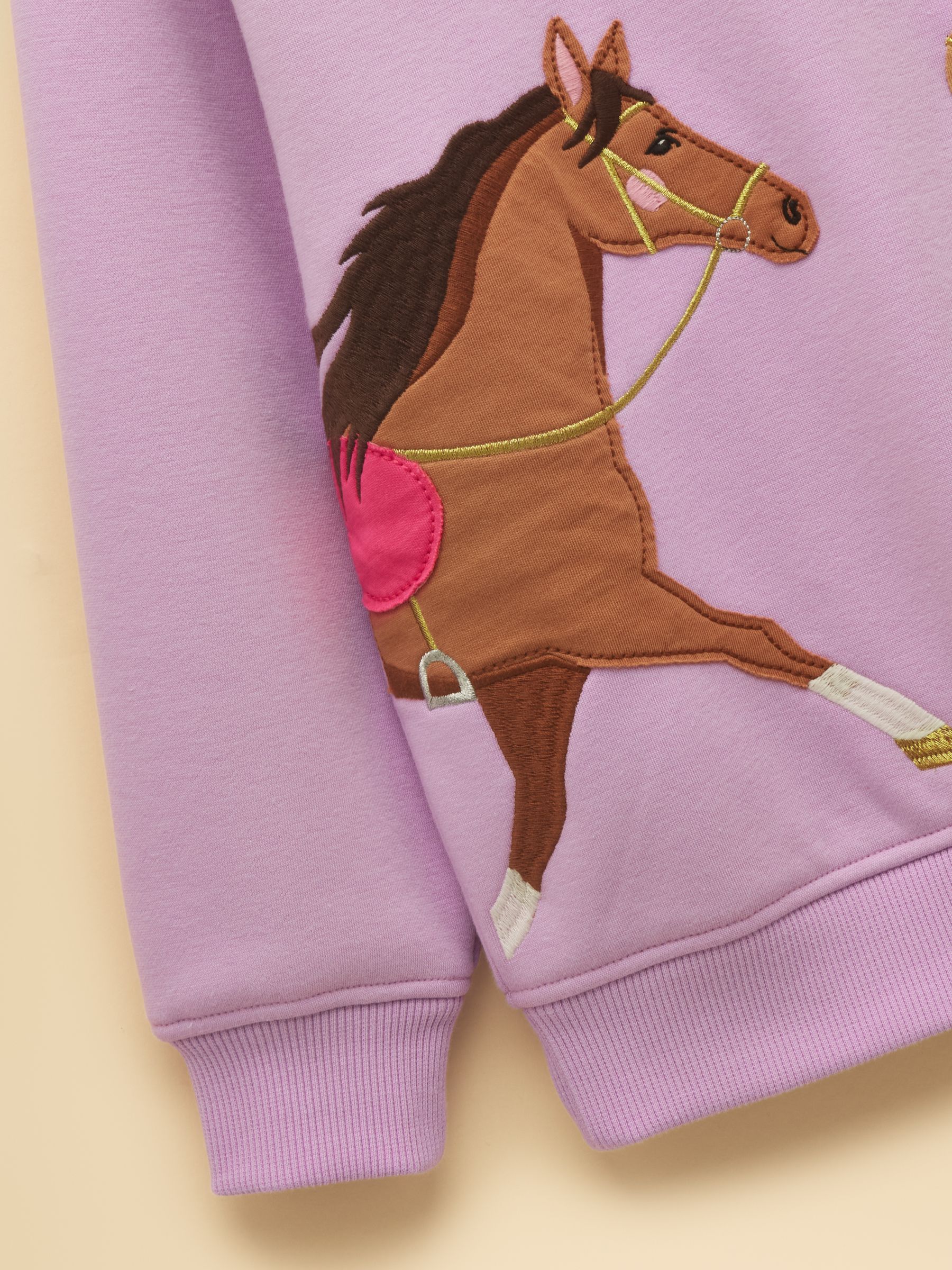 Kids' Mackenzie Lilac Horse Sweatshirt With Faux Faur Lining - Image 3 of 5