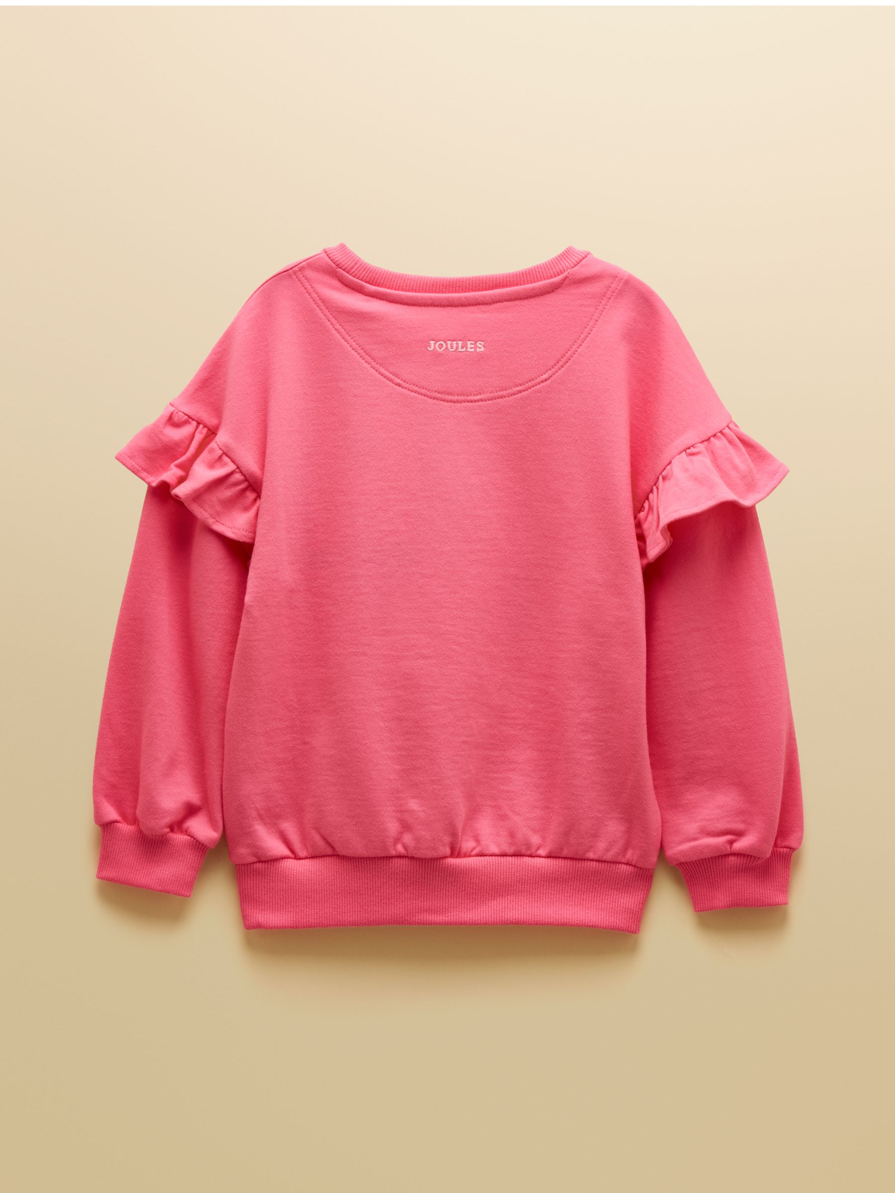 Girls' Pink Frill Sleeve Crew Neck Sweatshirt - Image 2 of 5