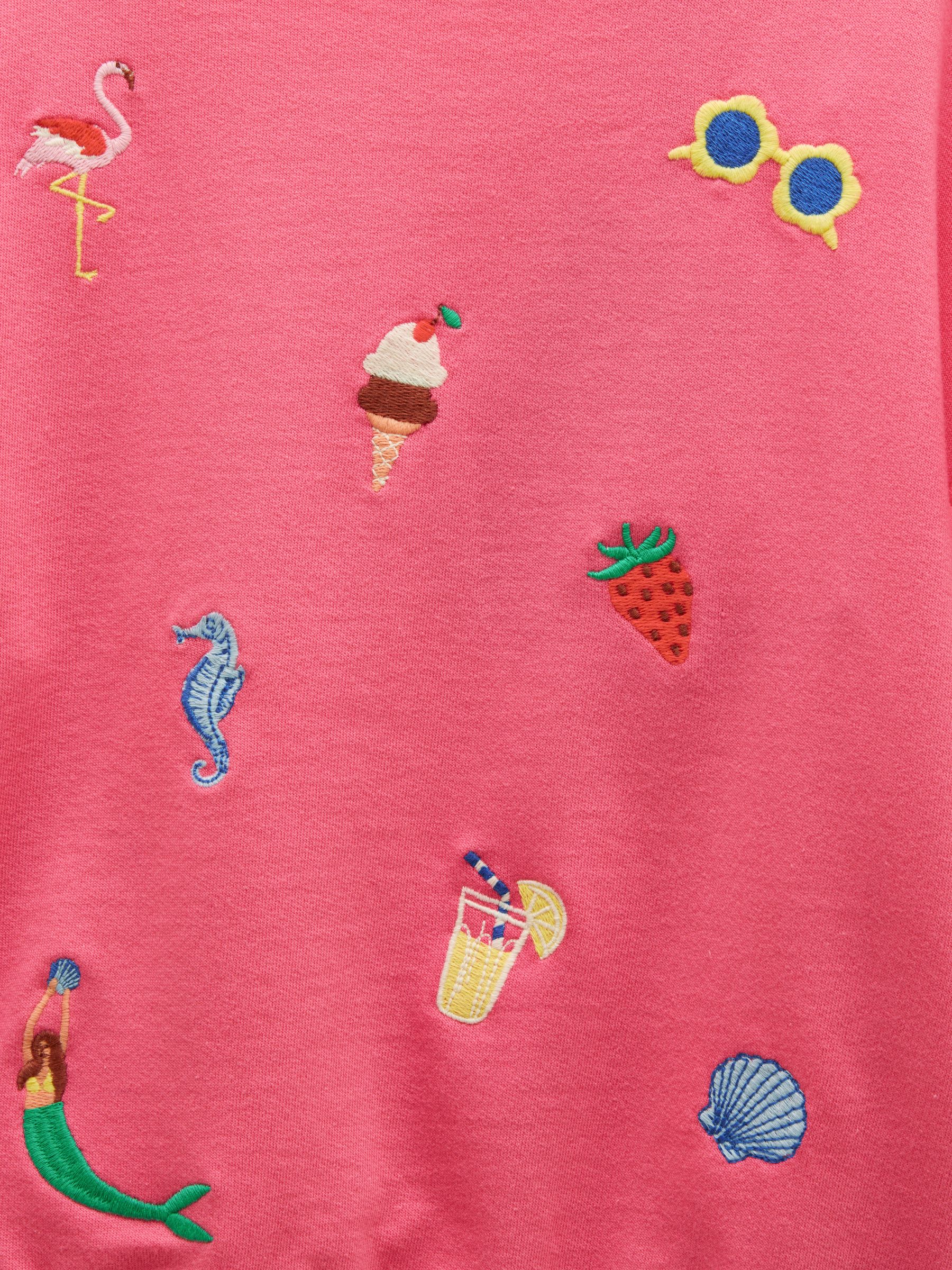 Girls' Pink Frill Sleeve Crew Neck Sweatshirt - Image 3 of 5