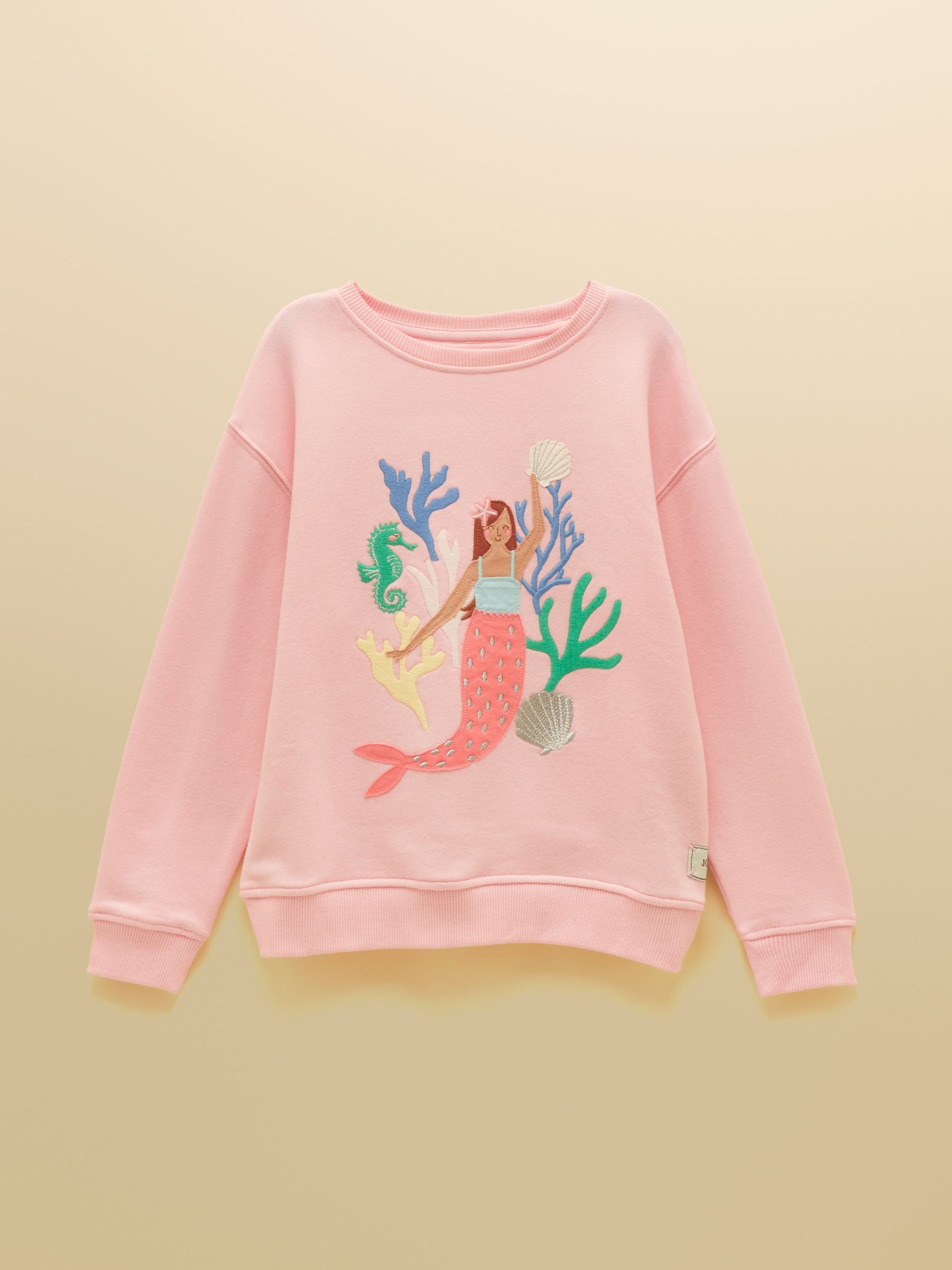Girls' Summer Days Pink Mermaid Applique Crew Neck Sweatshirt - Image 1 of 5