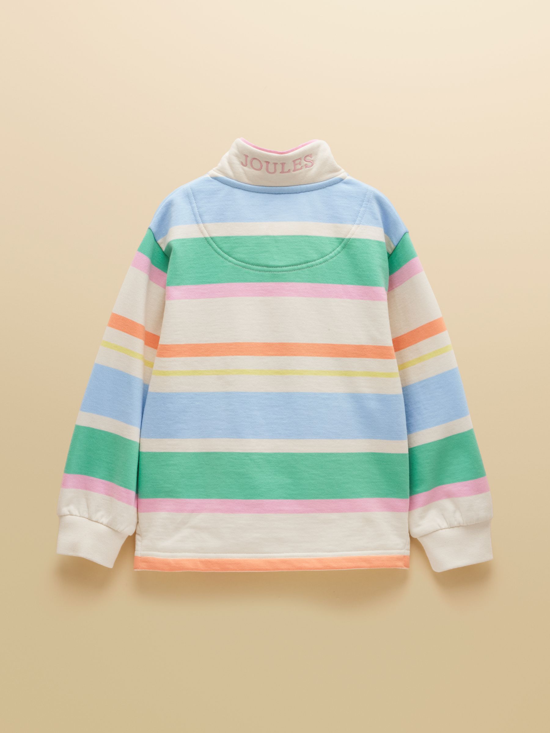 Girls' Burnham White & Multi Striped Funnel Neck Sweatshirt - Image 2 of 5