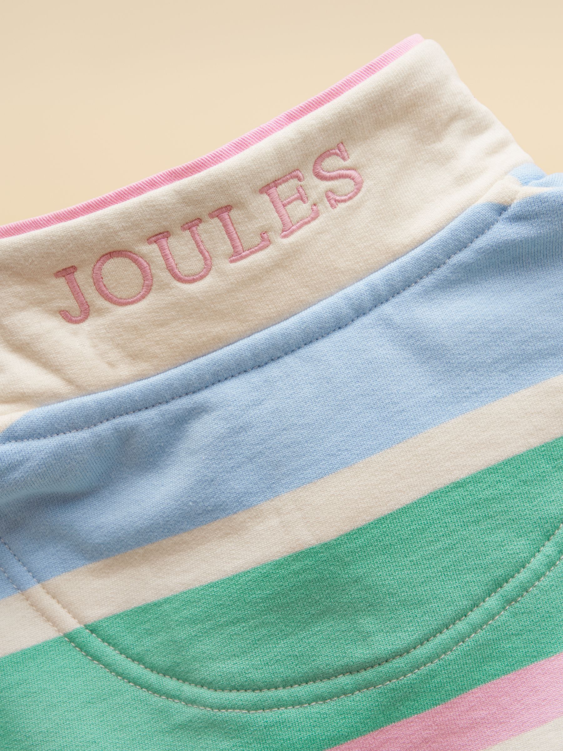 Girls' Burnham White & Multi Striped Funnel Neck Sweatshirt - Image 5 of 5