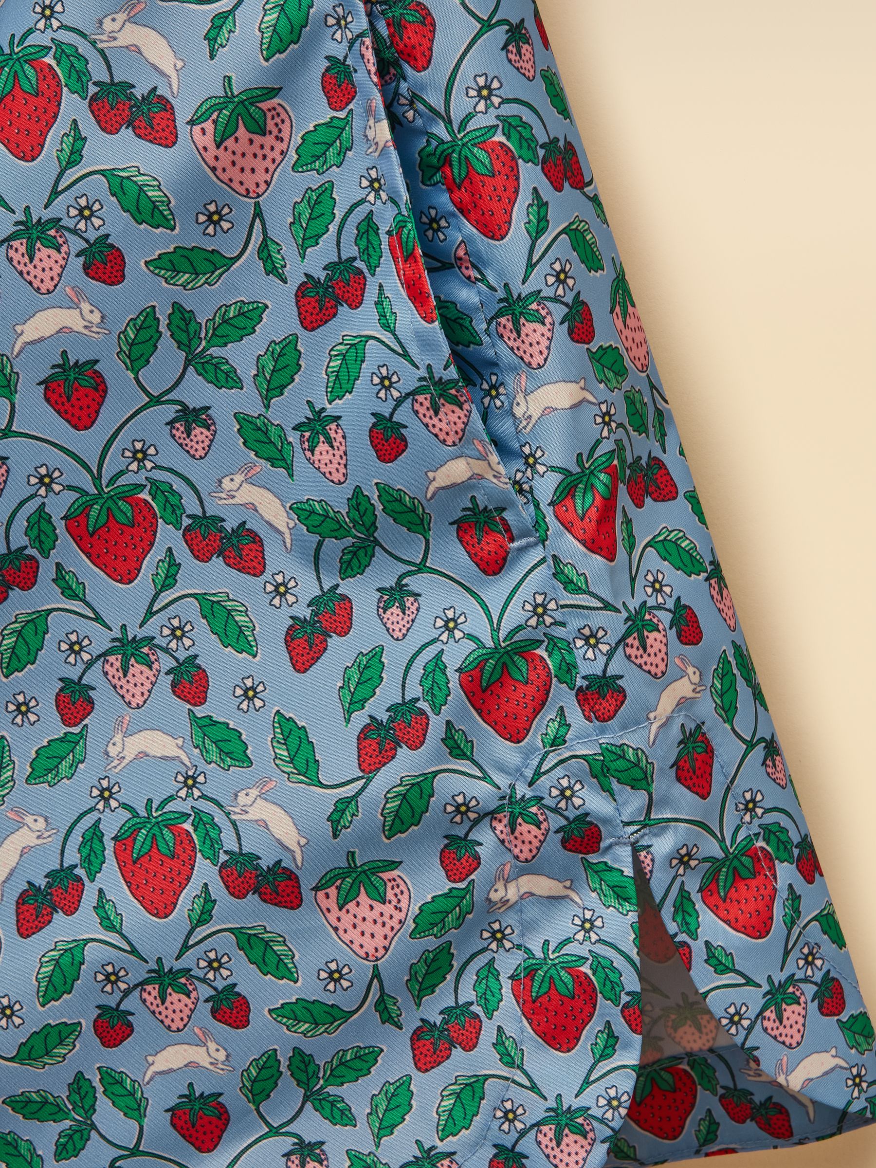 Girls' Rainford Blue Strawberry Waterproof Packable Raincoat With Hood - Image 6 of 7