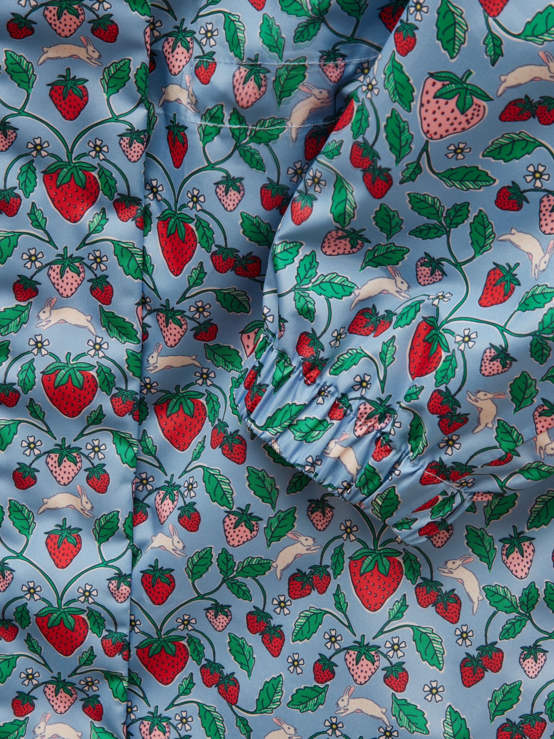 Girls' Rainford Blue Strawberry Waterproof Packable Raincoat With Hood - Image 7 of 7