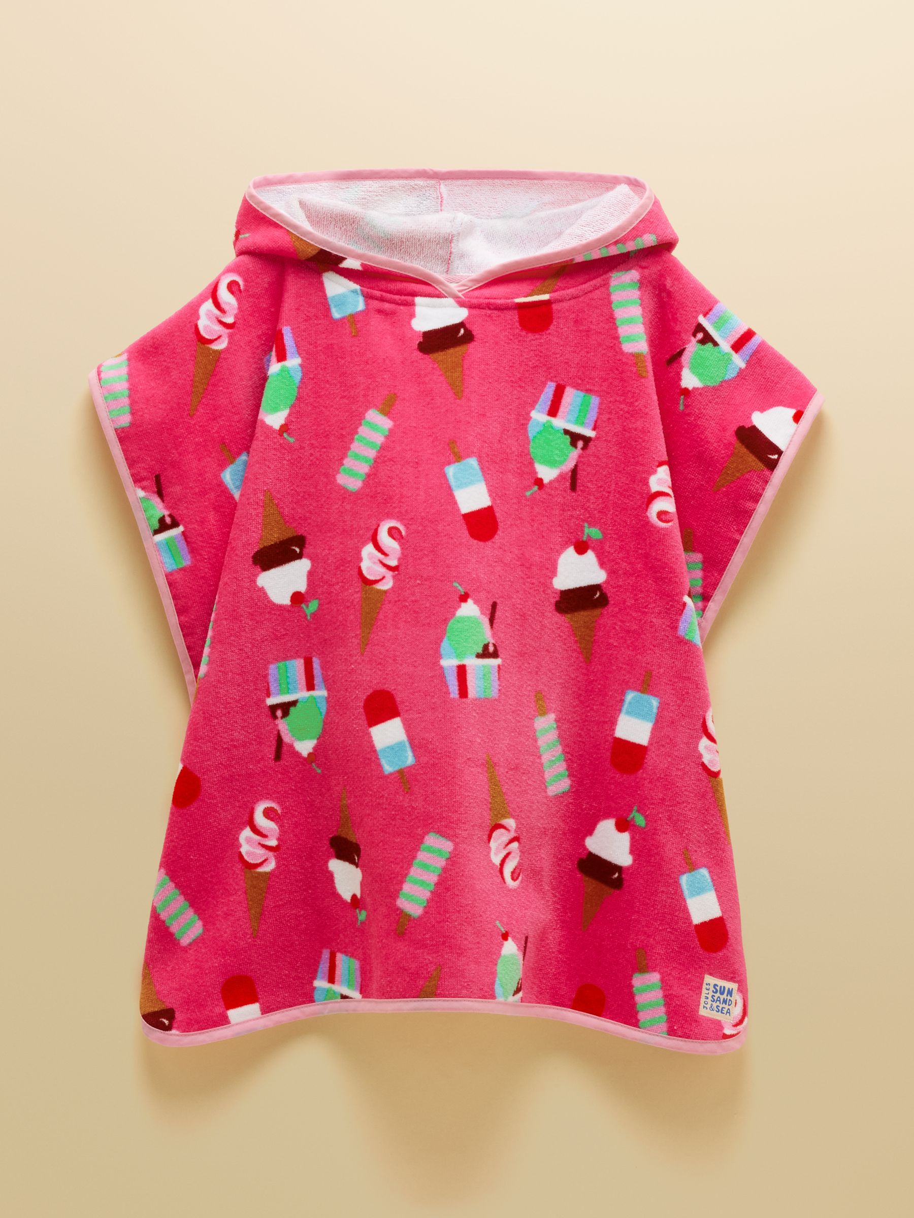 Girls' Decker Pink Ice Cream Towelling Poncho - Image 1 of 5