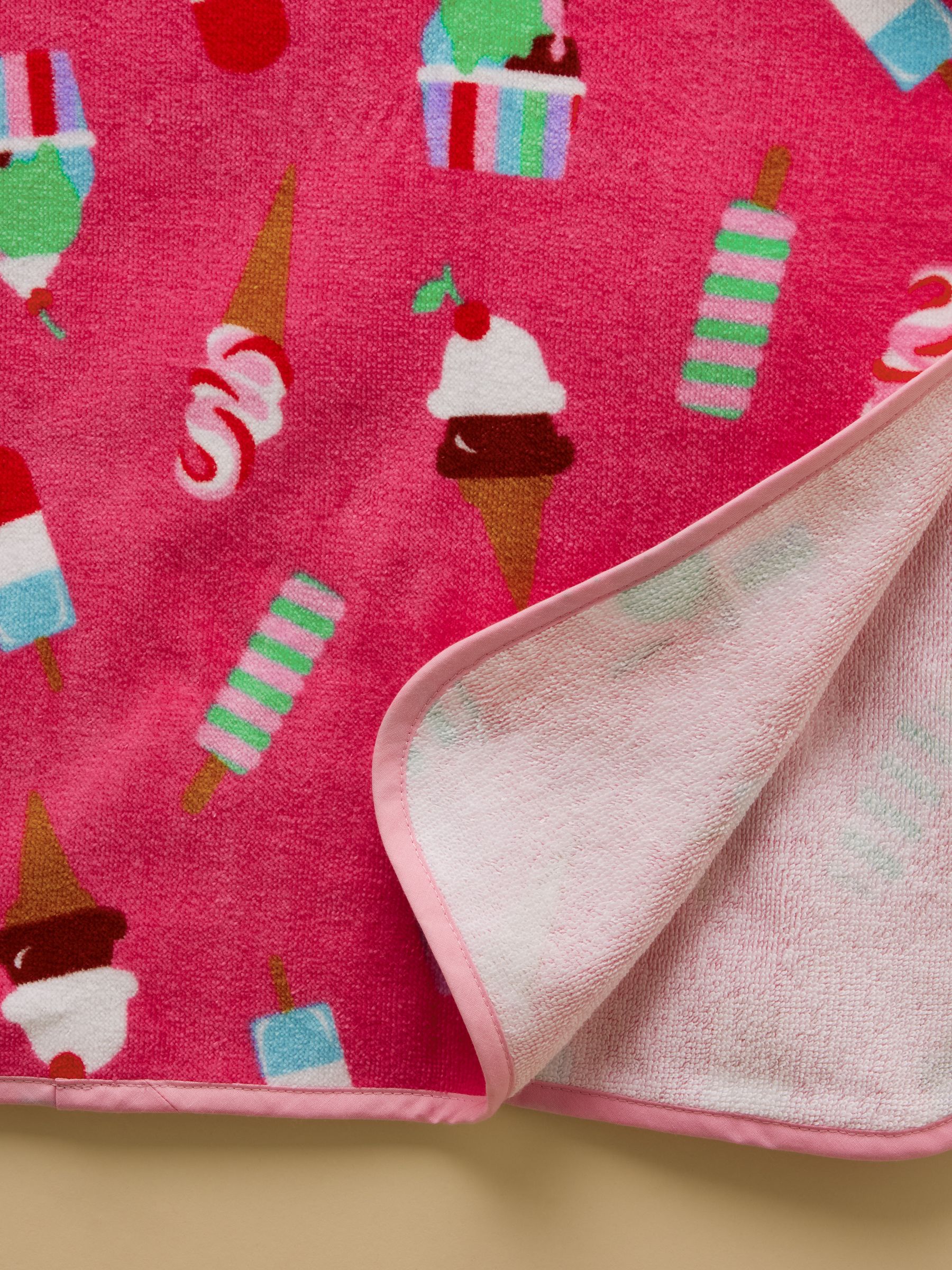 Girls' Decker Pink Ice Cream Towelling Poncho - Image 6 of 6