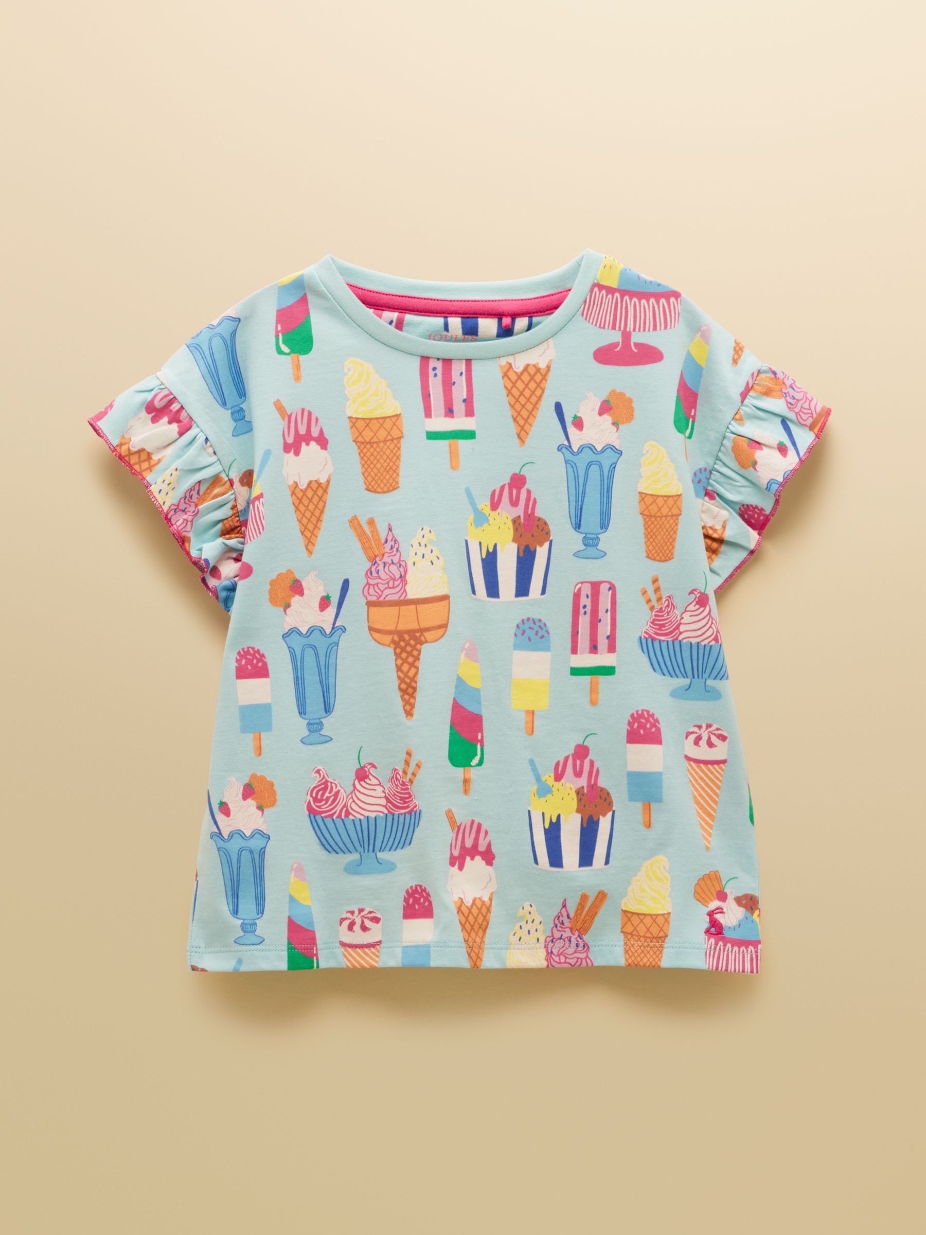 Girls' Waverley Blue Ice Cream Frill Sleeve T-Shirt - Image 1 of 5