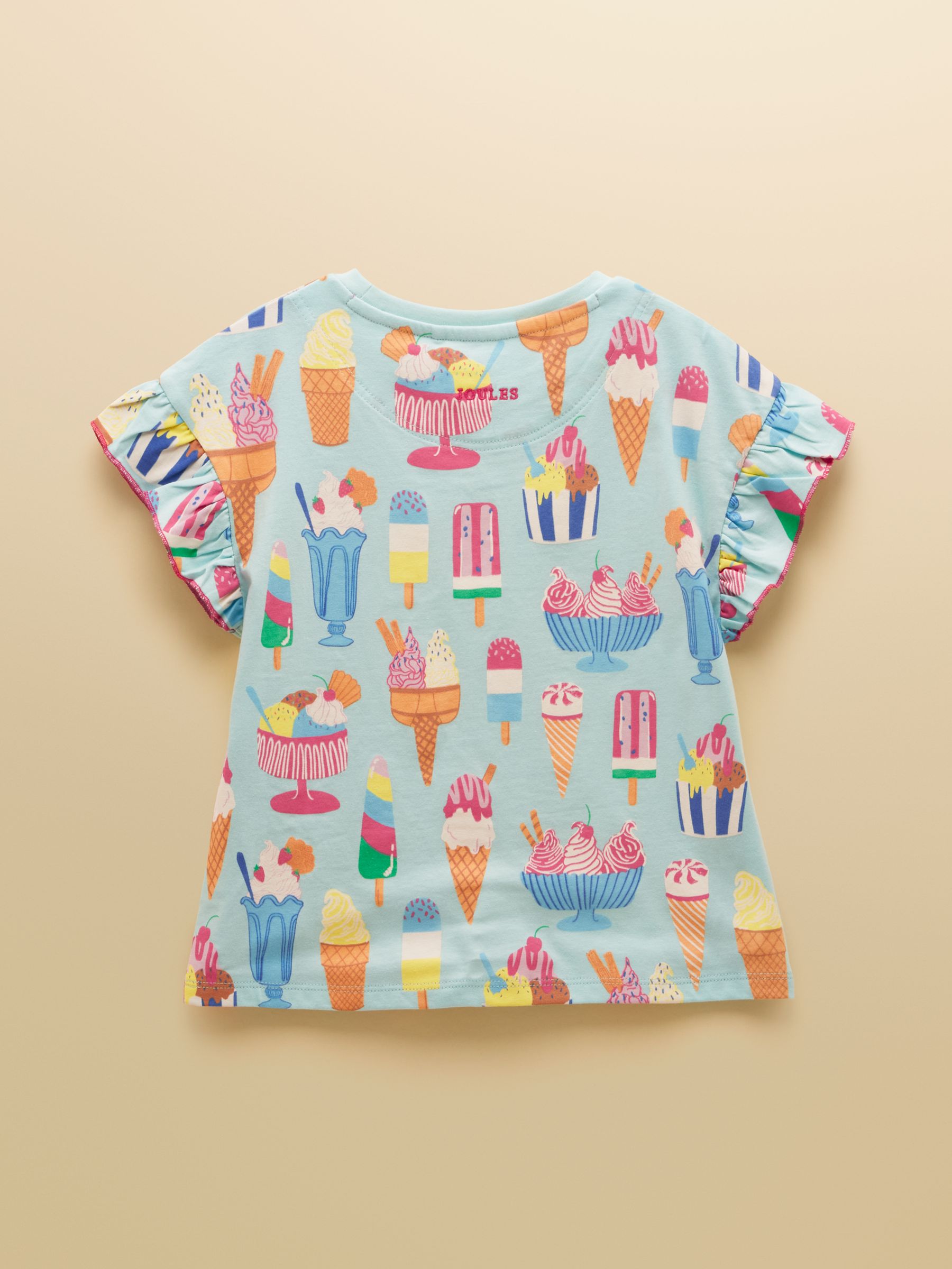 Girls' Waverley Blue Ice Cream Frill Sleeve T-Shirt - Image 2 of 5