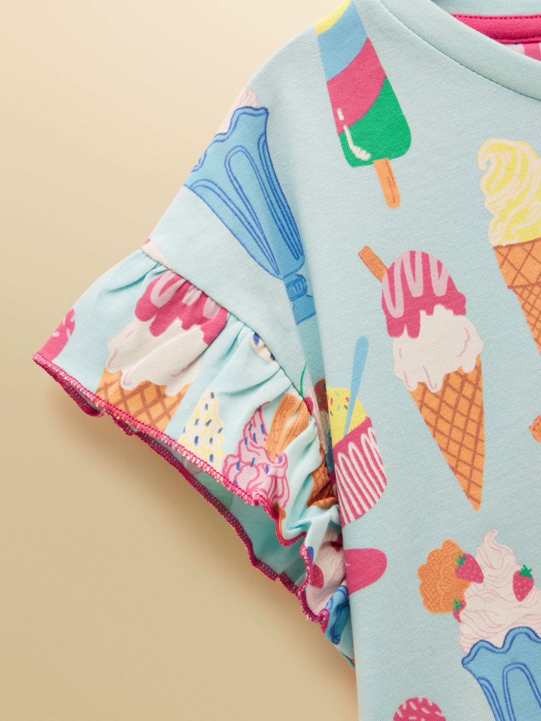 Girls' Waverley Blue Ice Cream Frill Sleeve T-Shirt - Image 6 of 7