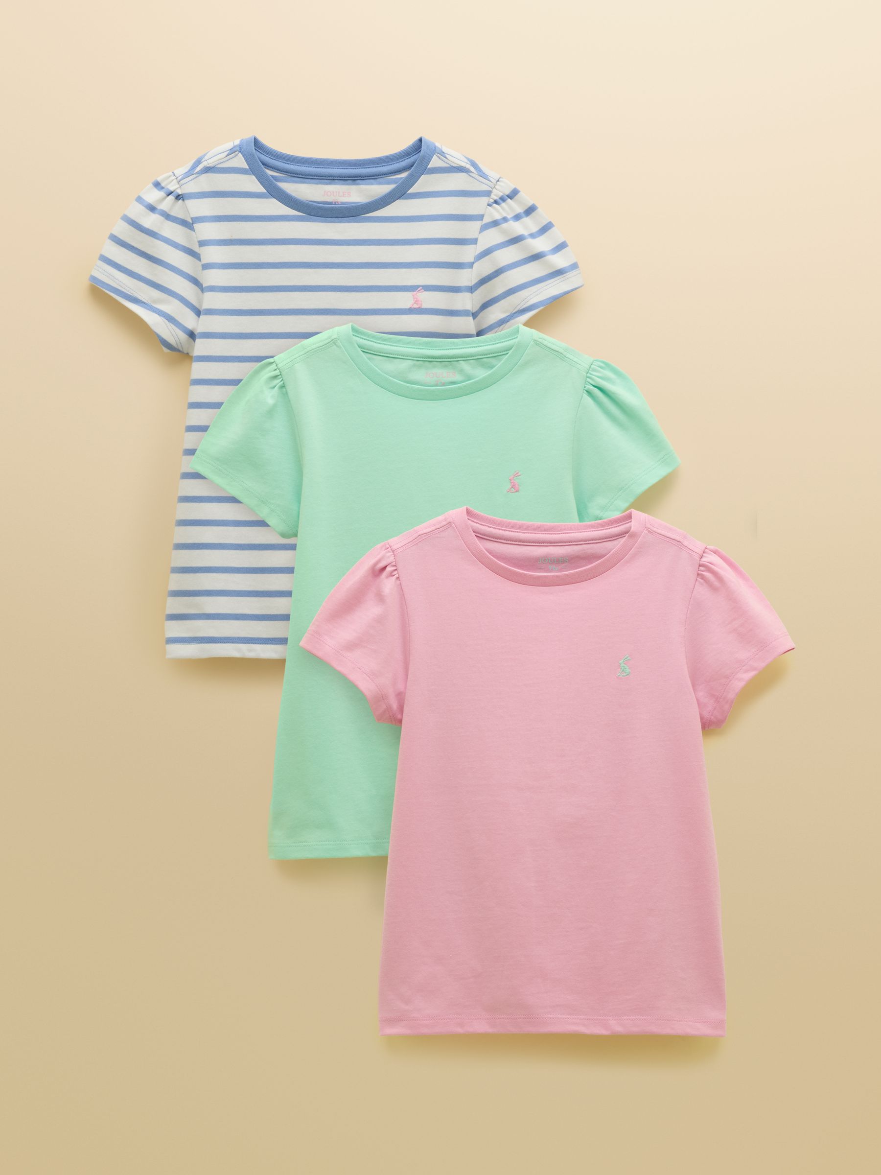 Girls' Let's Go Pink/Turquoise Short Sleeve T Shirts 3 Pack - Image 1 of 8