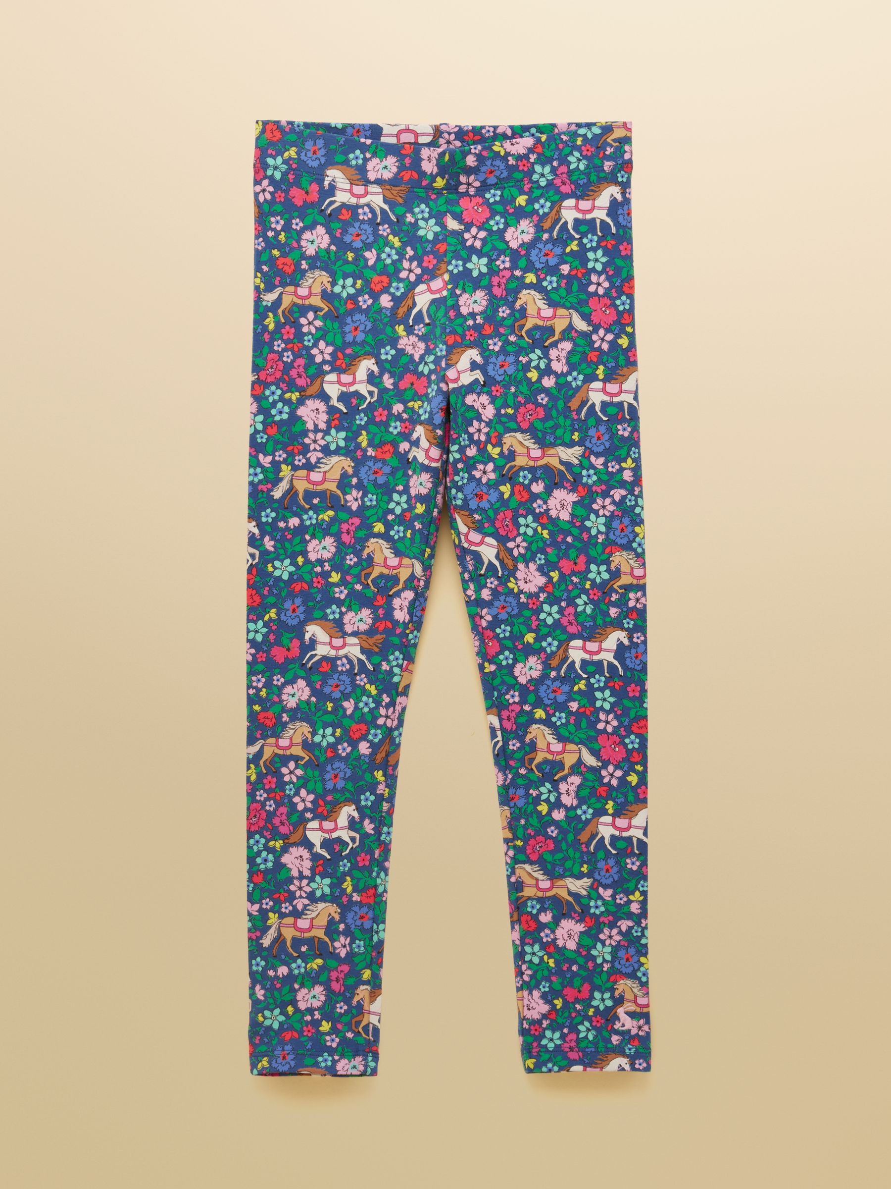 Girls' Deedee Navy Ditsy Horse Jersey Leggings - Image 1 of 5