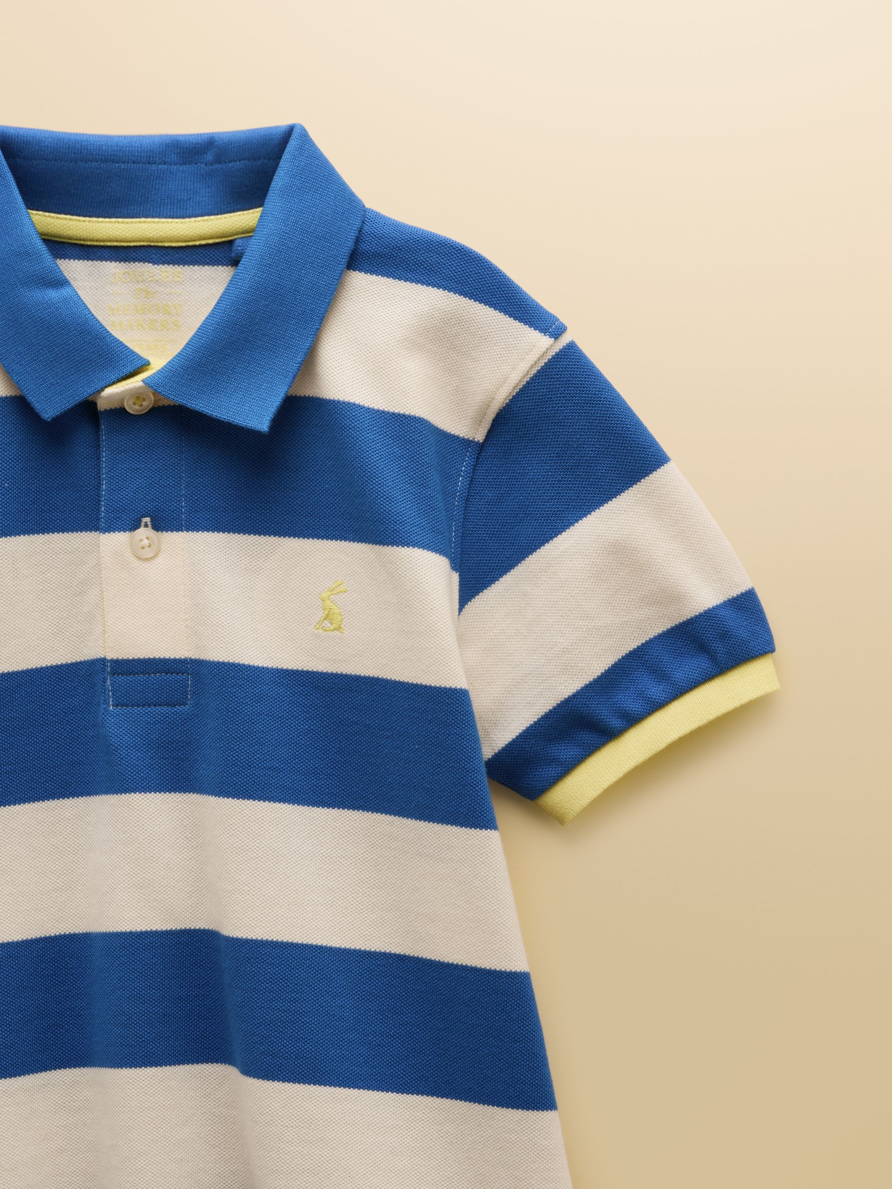 Boys' Woody Blue & White Striped Cotton Polo Shirt - Image 4 of 4