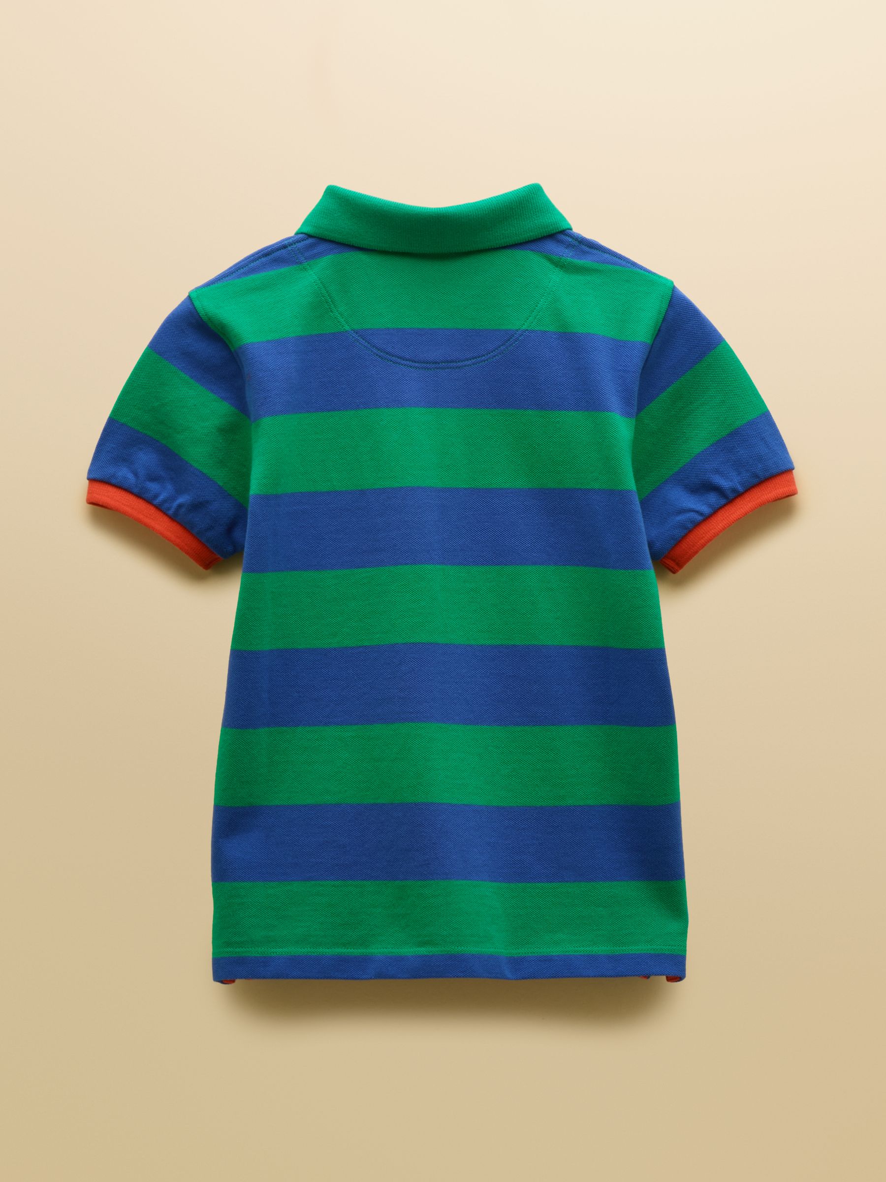Boys' Woody Green & Blue Striped Cotton Polo Shirt - Image 2 of 4