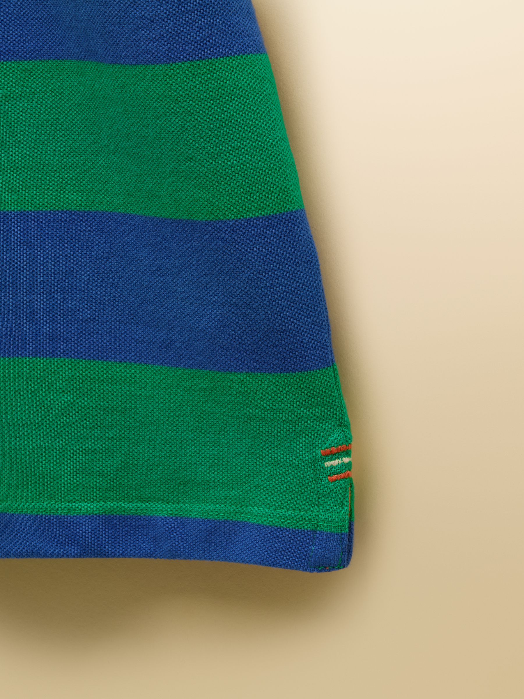 Boys' Woody Green & Blue Striped Cotton Polo Shirt - Image 4 of 4