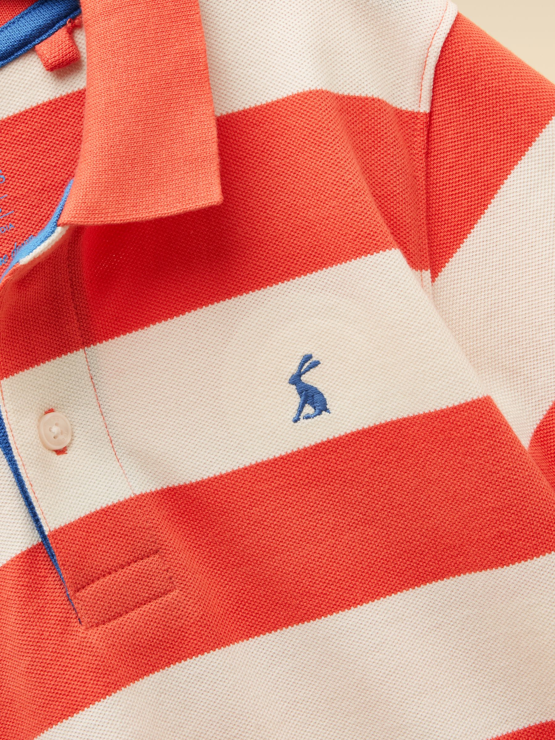 Boys' Woody Orange & White Striped Cotton Polo Shirt - Image 3 of 5