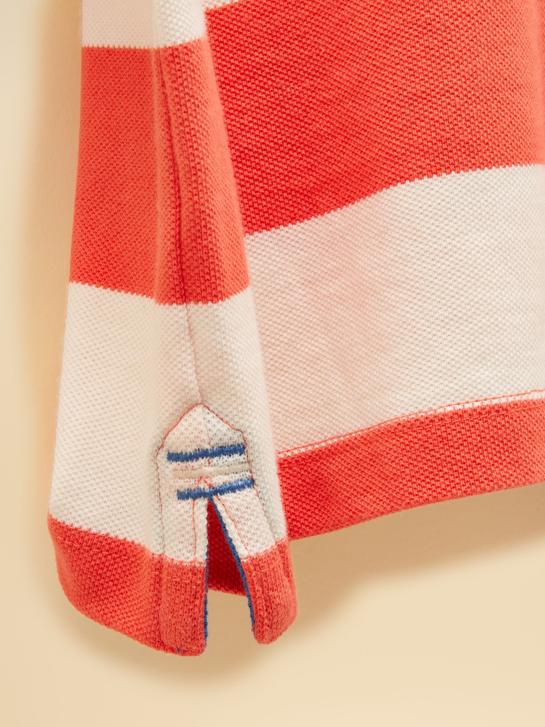 Boys' Woody Orange & White Striped Cotton Polo Shirt - Image 4 of 5