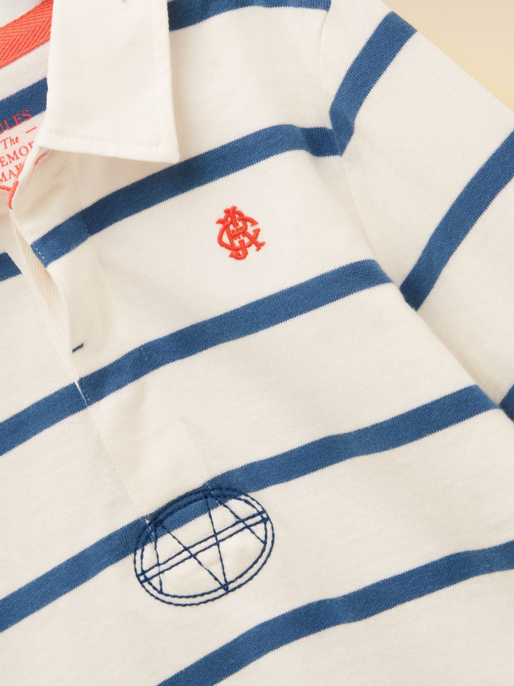 Boys' Cream & Navy Long Sleeve Rugby Shirt - Image 3 of 5