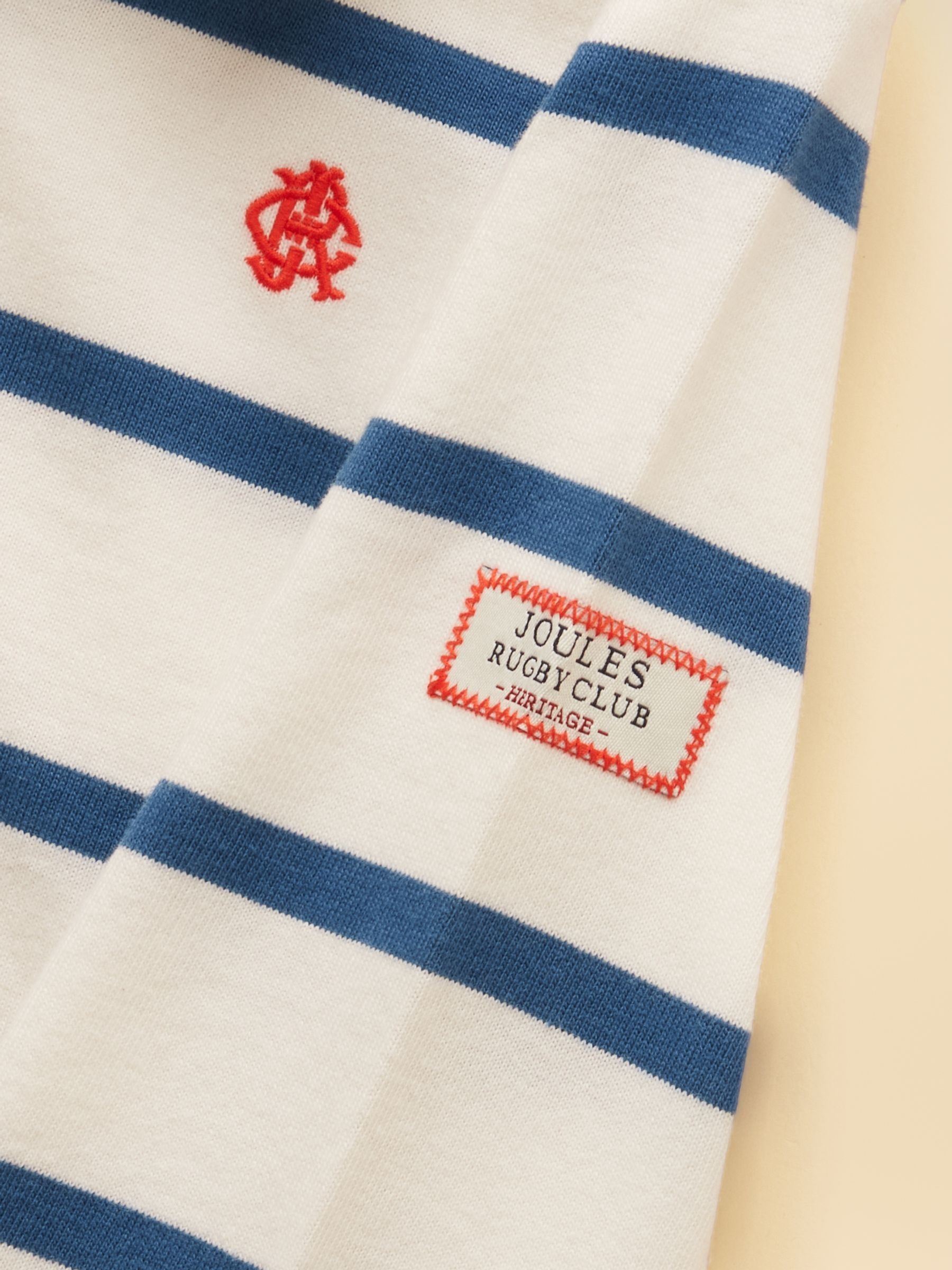 Boys' Cream & Navy Long Sleeve Rugby Shirt - Image 4 of 5