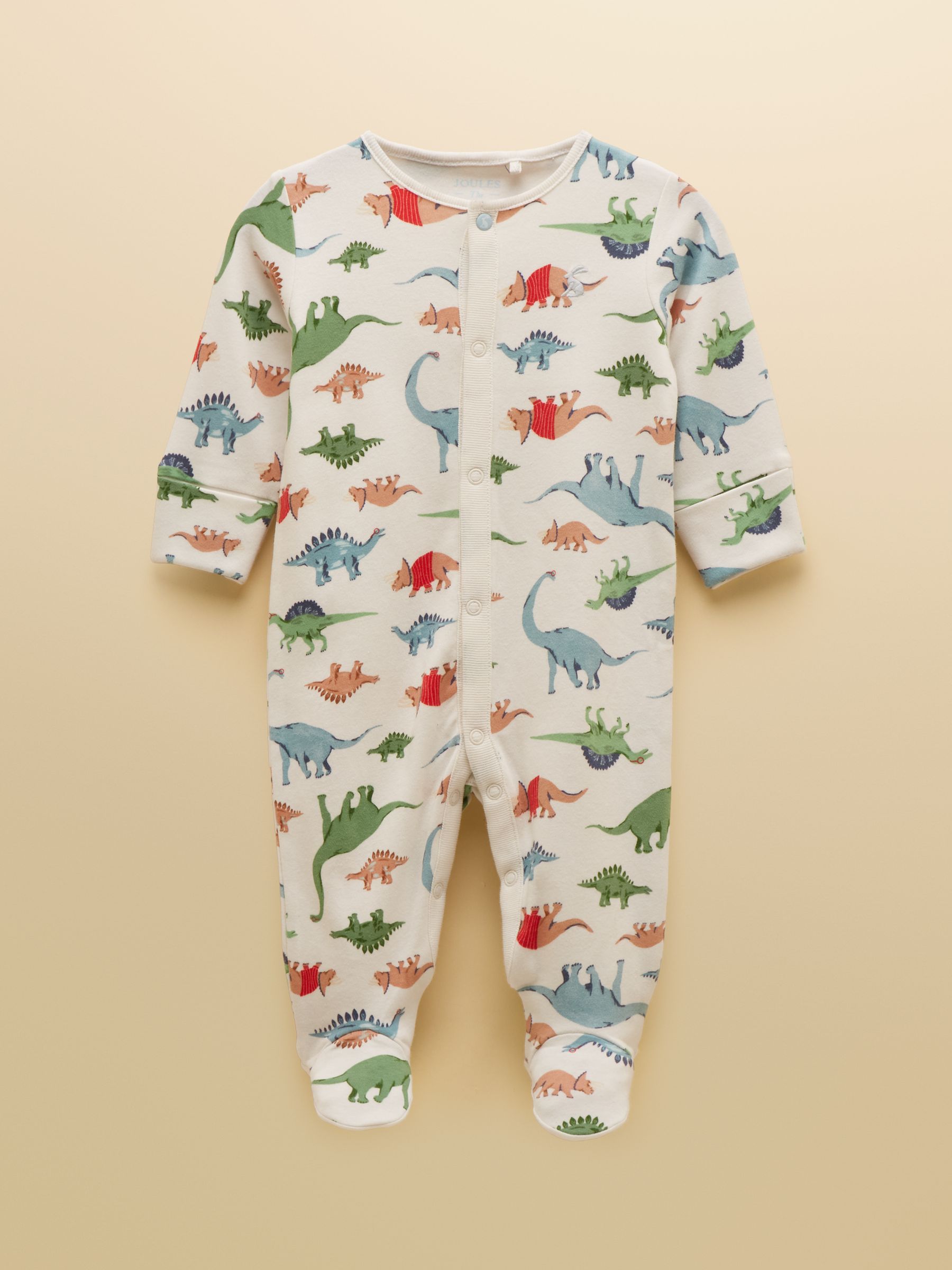 Razamataz Cream Dino Cotton Babygrow - Image 1 of 5
